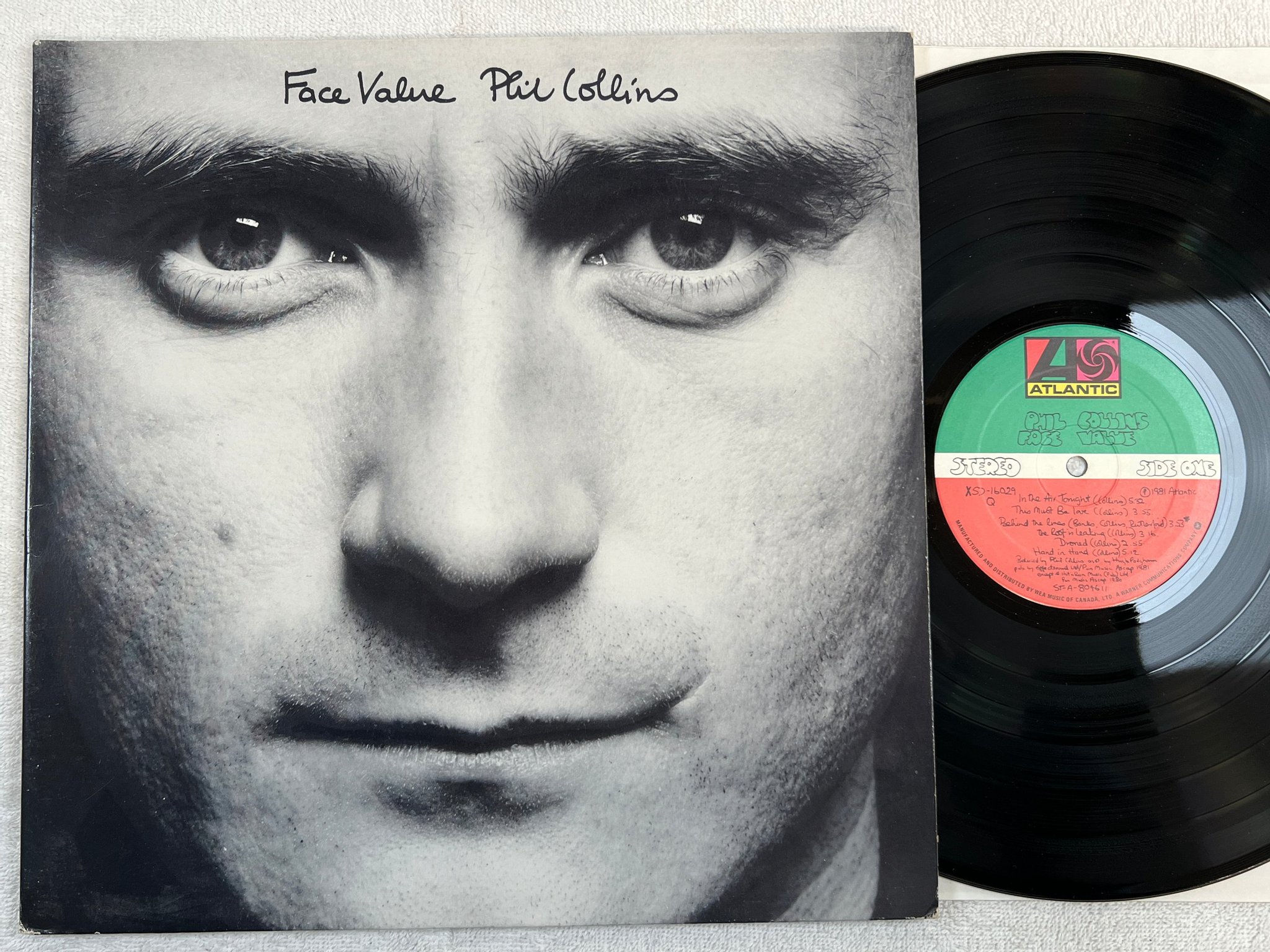 Omslagsbild för skivan PHIL COLLINS face value LP -81 Can ATLANTIC XSD 16029