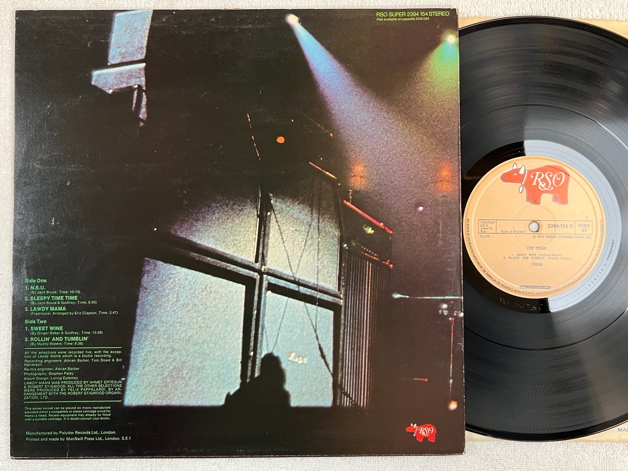 Omslagsbild för skivan CREAM live LP UK RSO 2394-154