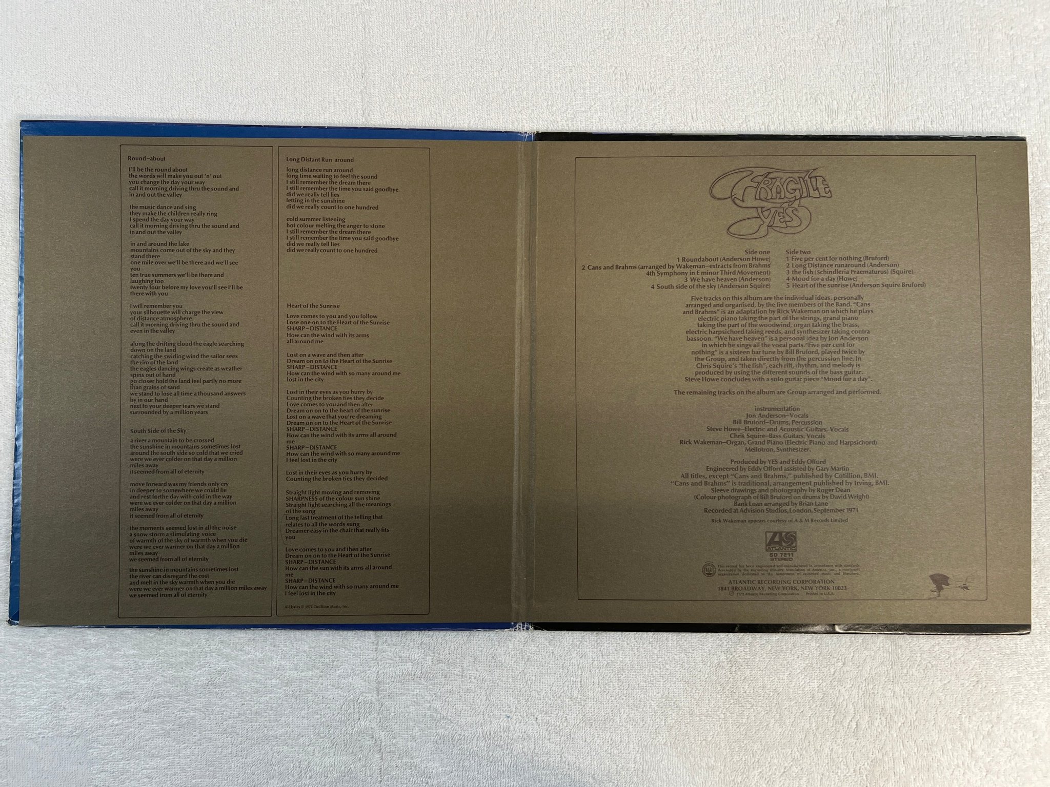 Omslagsbild för skivan YES fragile LP -72 US ATLANTIC SD 7211