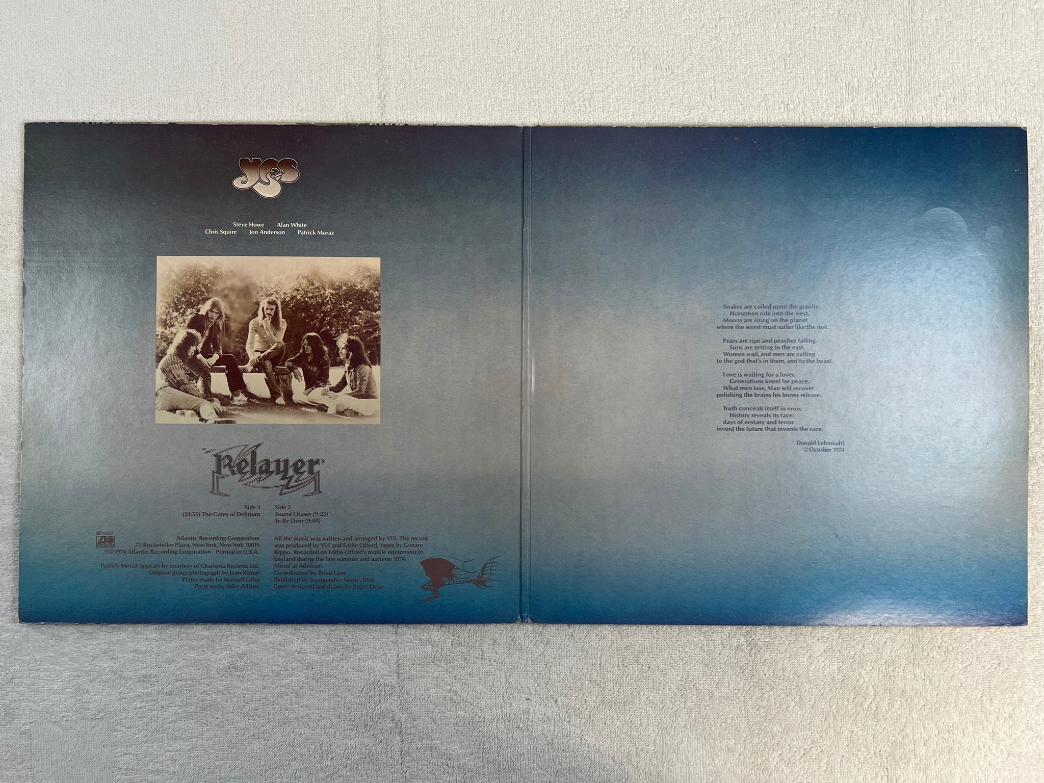 Omslagsbild för skivan YES relayer LP -74 US ATLANTIC SD 18122