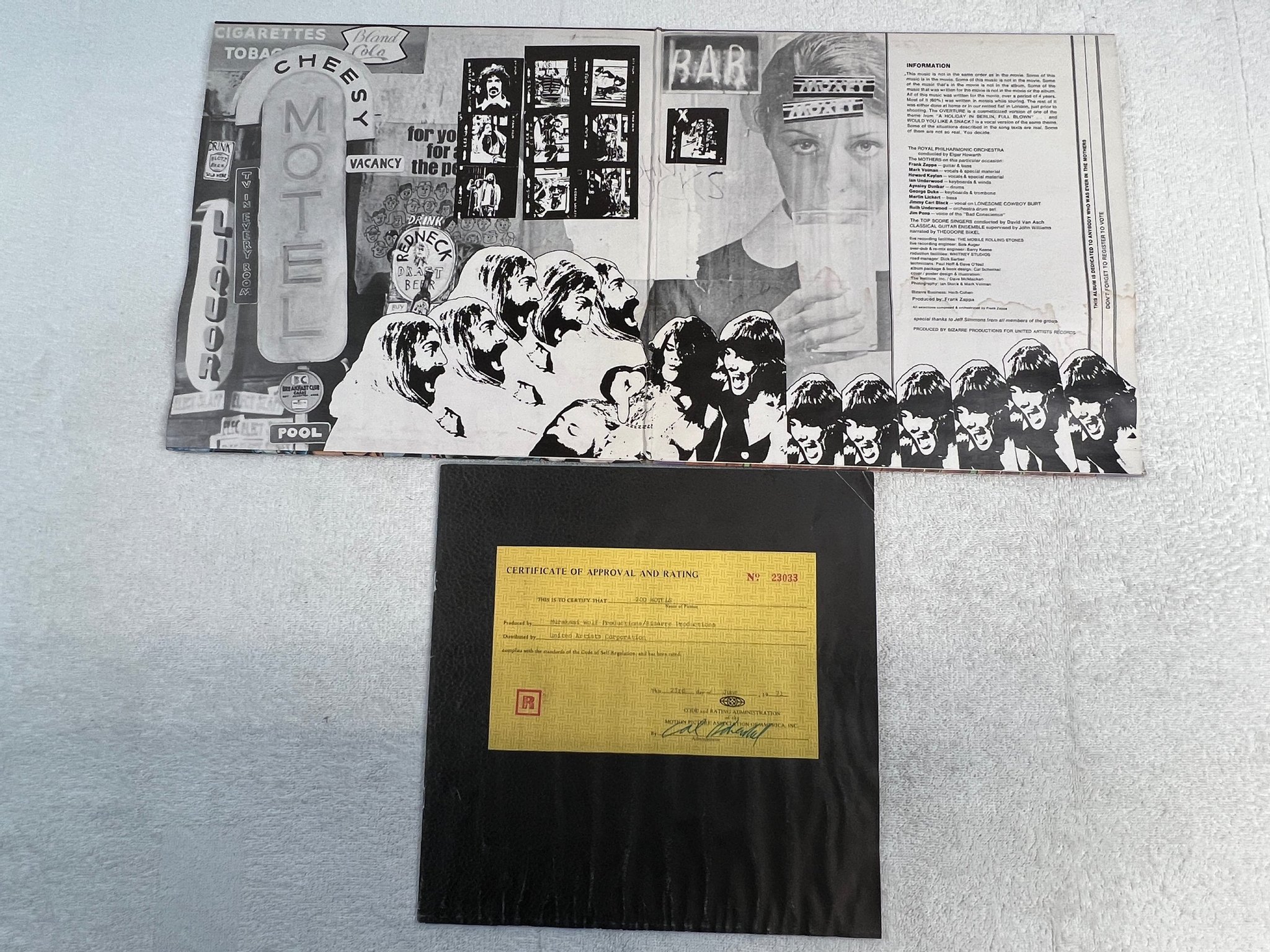 Omslagsbild för skivan FRANK ZAPPA 200 motels 2xLP -71 UK UNITED UDF 50002