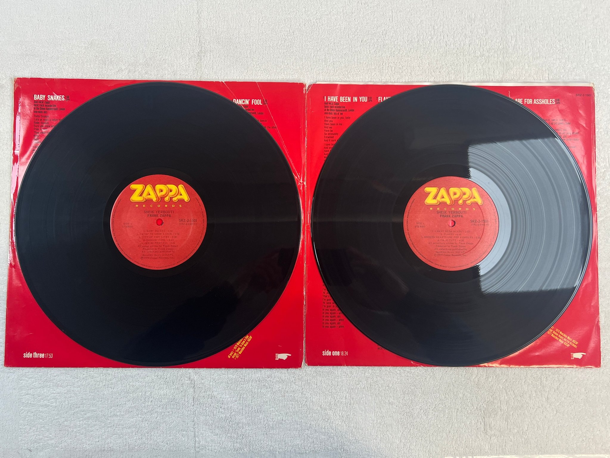Omslagsbild för skivan FRANK ZAPPA sheik yerbouti 2xLP -79 Can ZAPPA RECORDS SRZ-2-1501