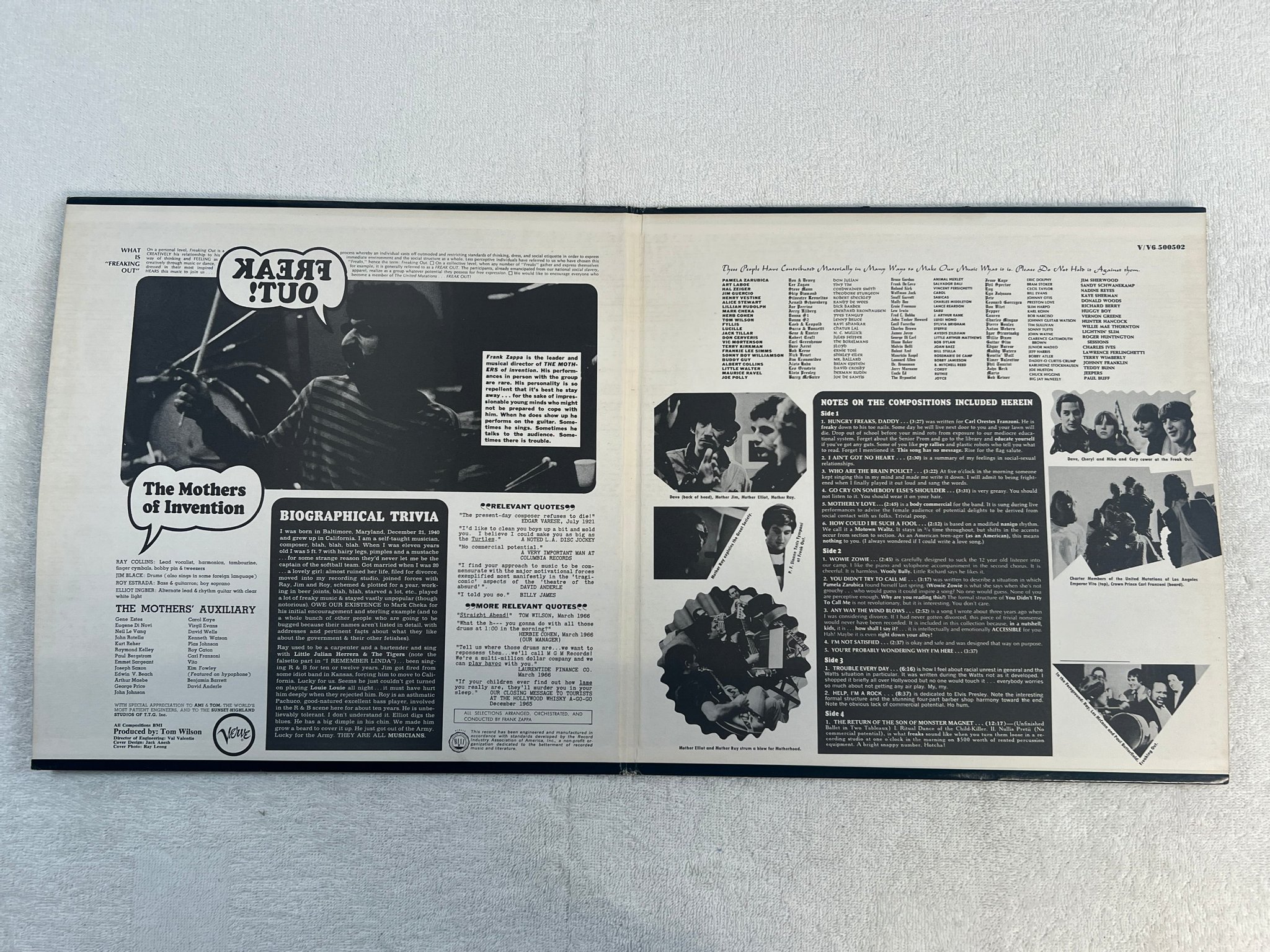 Omslagsbild för skivan THE MOTHERS OF INVENTION freak out! 2xLP re 72/76 US VERVE V6 5005-2