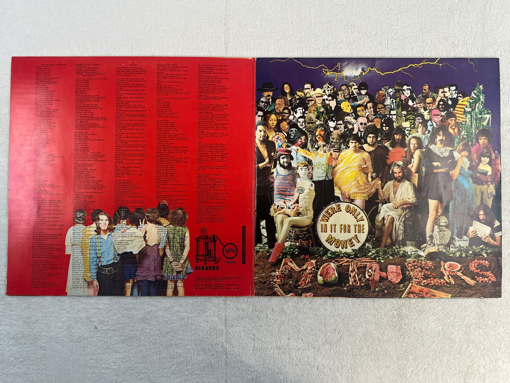 Omslagsbild för skivan THE MOTHERS OF INVENTION we're only in it for the money LP Ger VERVE 710 012