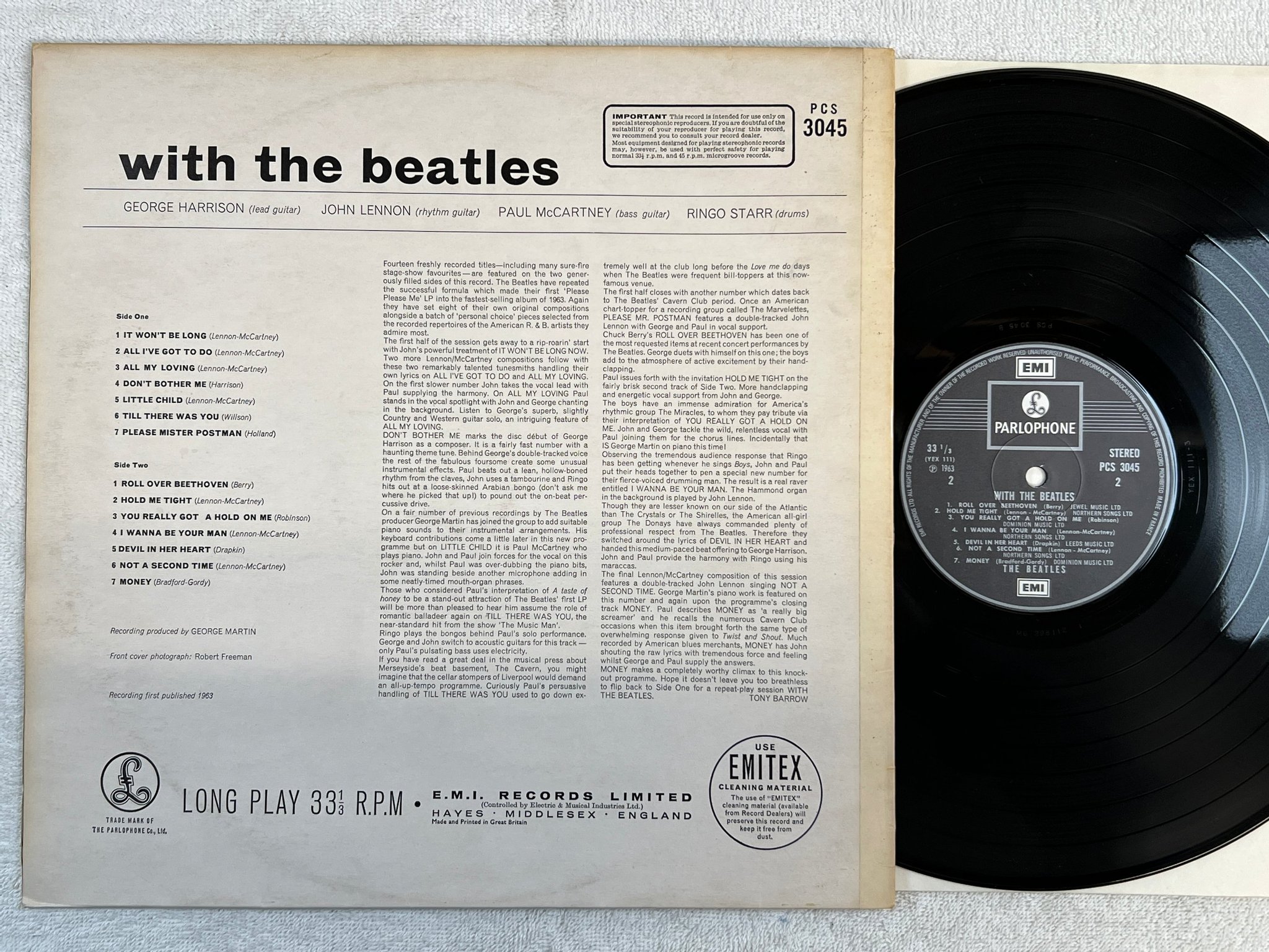 Omslagsbild för skivan THE BEATLES with the Beatles LP re Fra EMI/PARLOPHONE PCS 3045