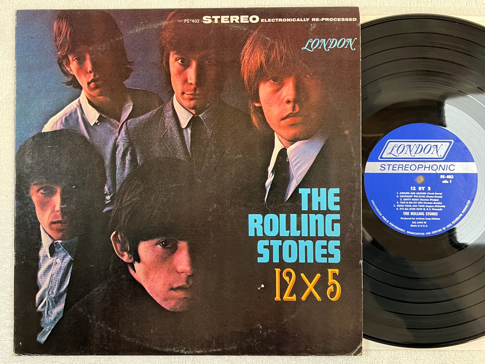 Omslagsbild för skivan THE ROLLING STONES 12 by 5 LP US LONDON PS-402
