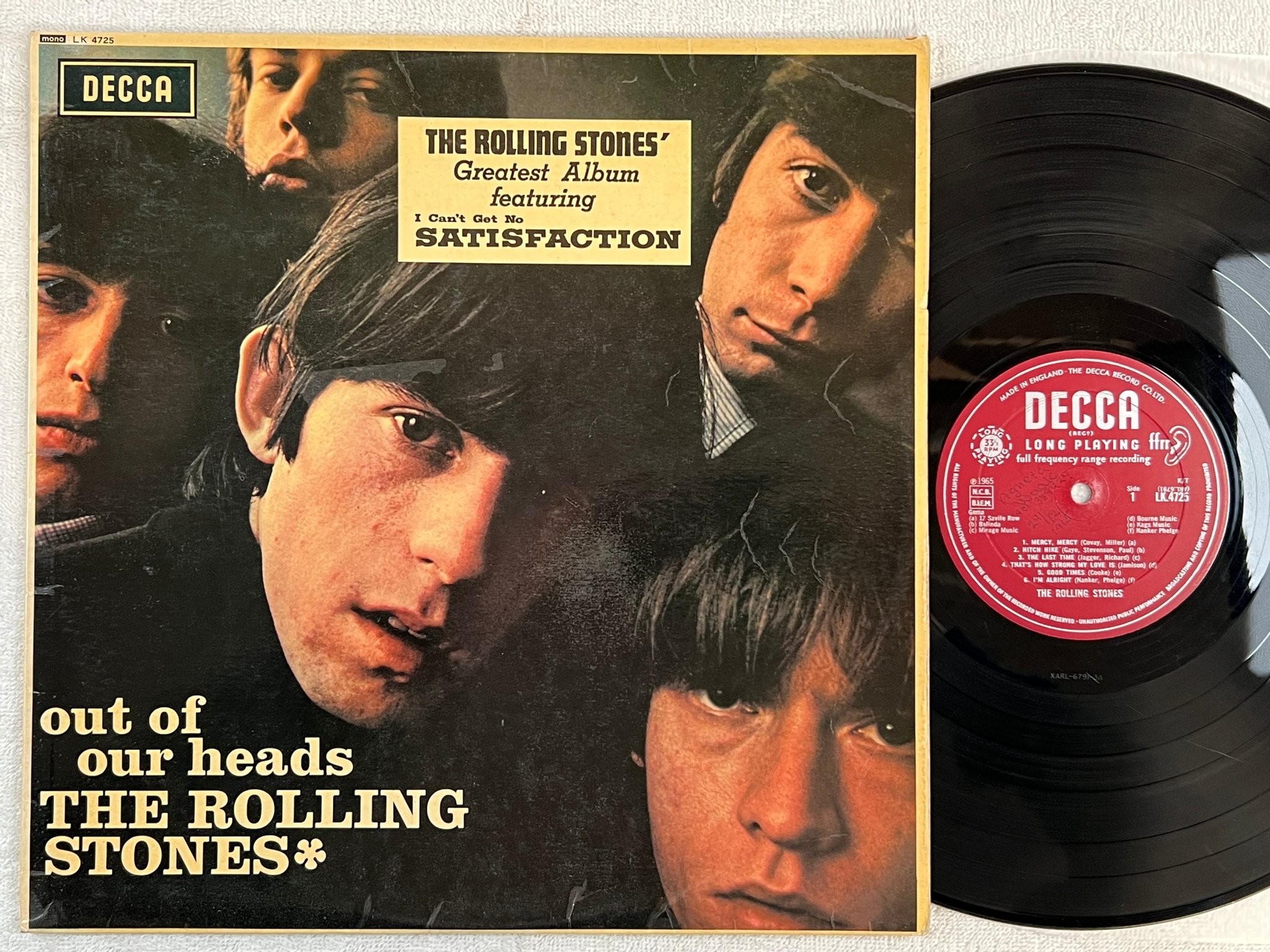 Omslagsbild för skivan THE ROLLING STONES out of our heads LP -65 DECCA LK 4725 