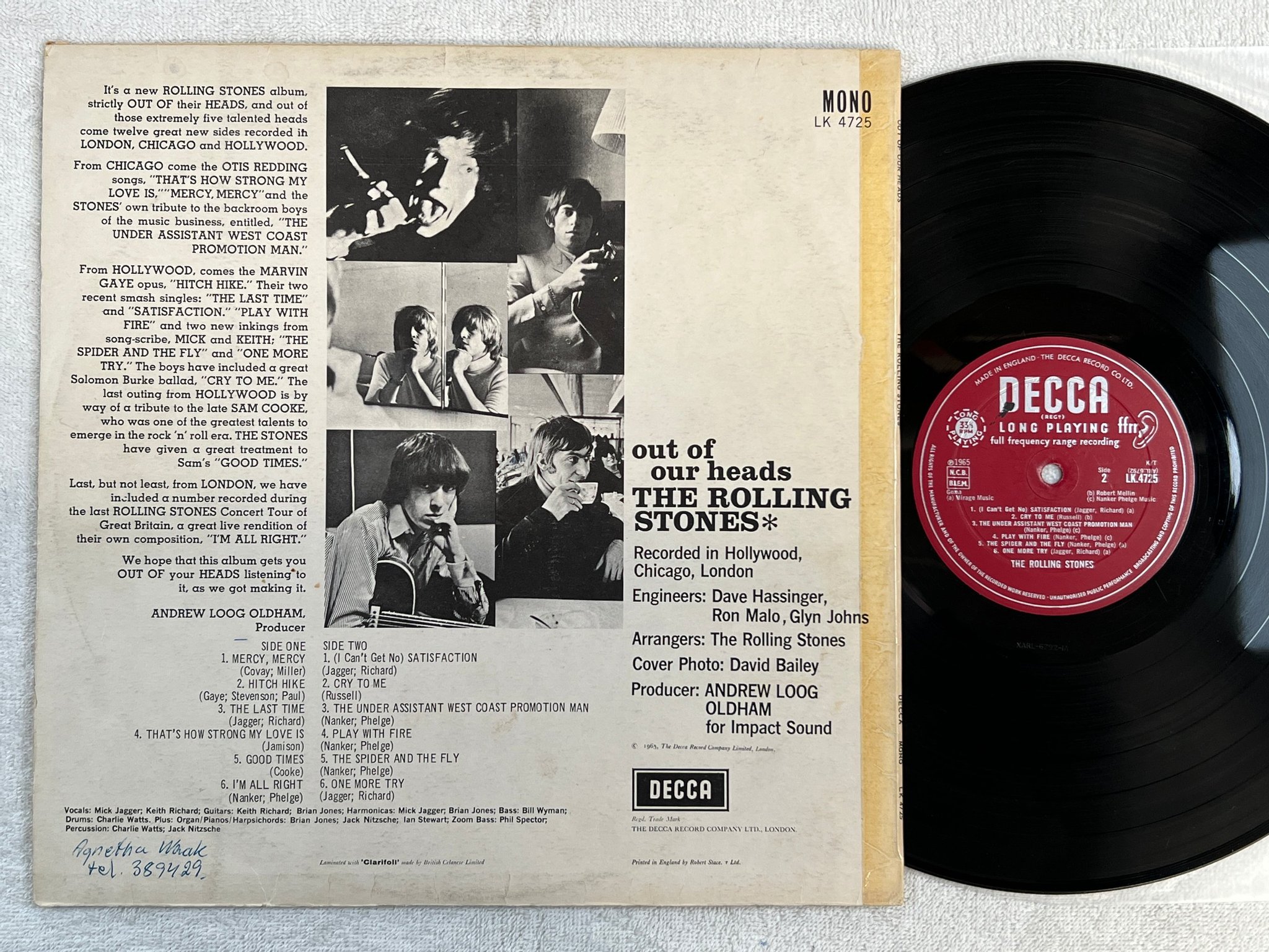 Omslagsbild för skivan THE ROLLING STONES out of our heads LP -65 DECCA LK 4725 