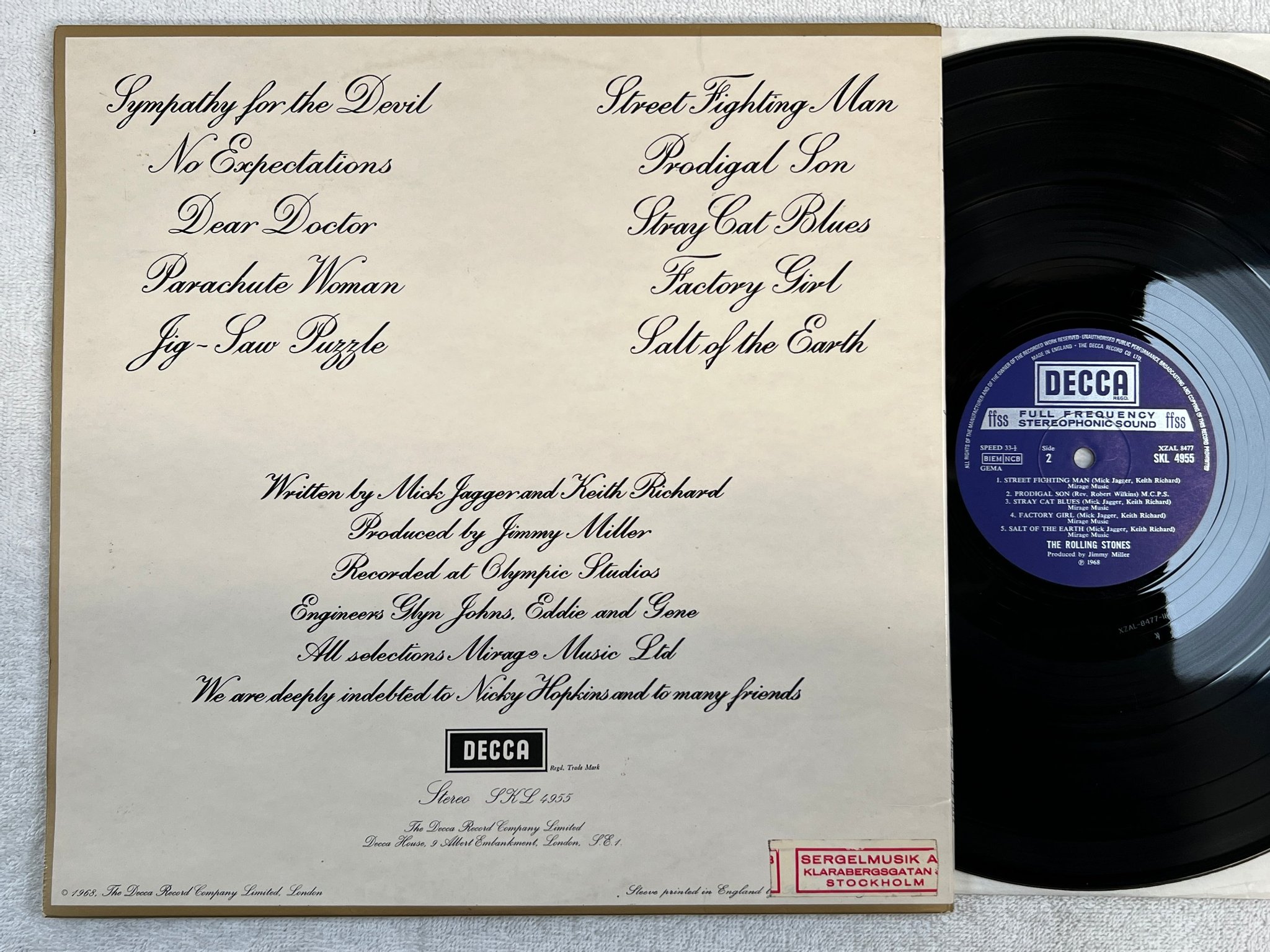 Omslagsbild för skivan THE ROLLING STONES beggars banquet LP UK DECCA SKL 4955