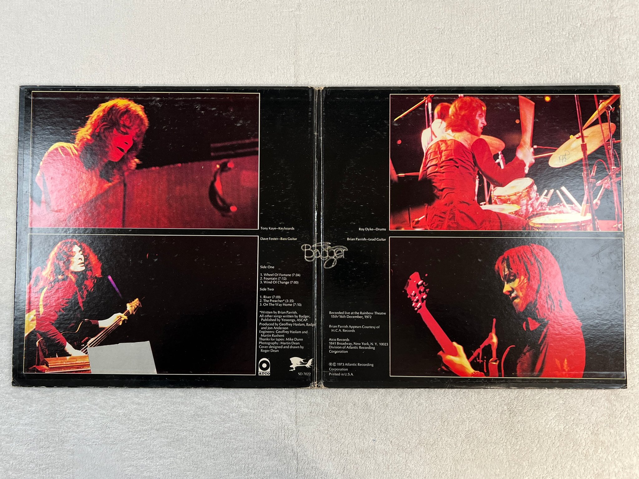 Omslagsbild för skivan BADGER one live badger LP -73 US ATCO SD 7022