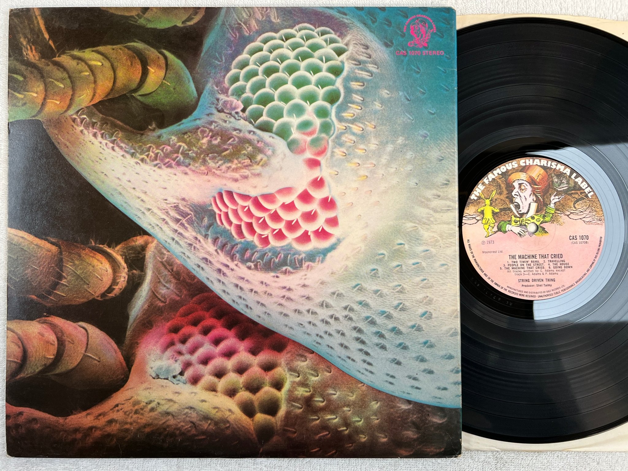 Omslagsbild för skivan STRING DRIVEN THING the machine that cried LP -73 UK FAMOUS CHARISMA CAS 1070