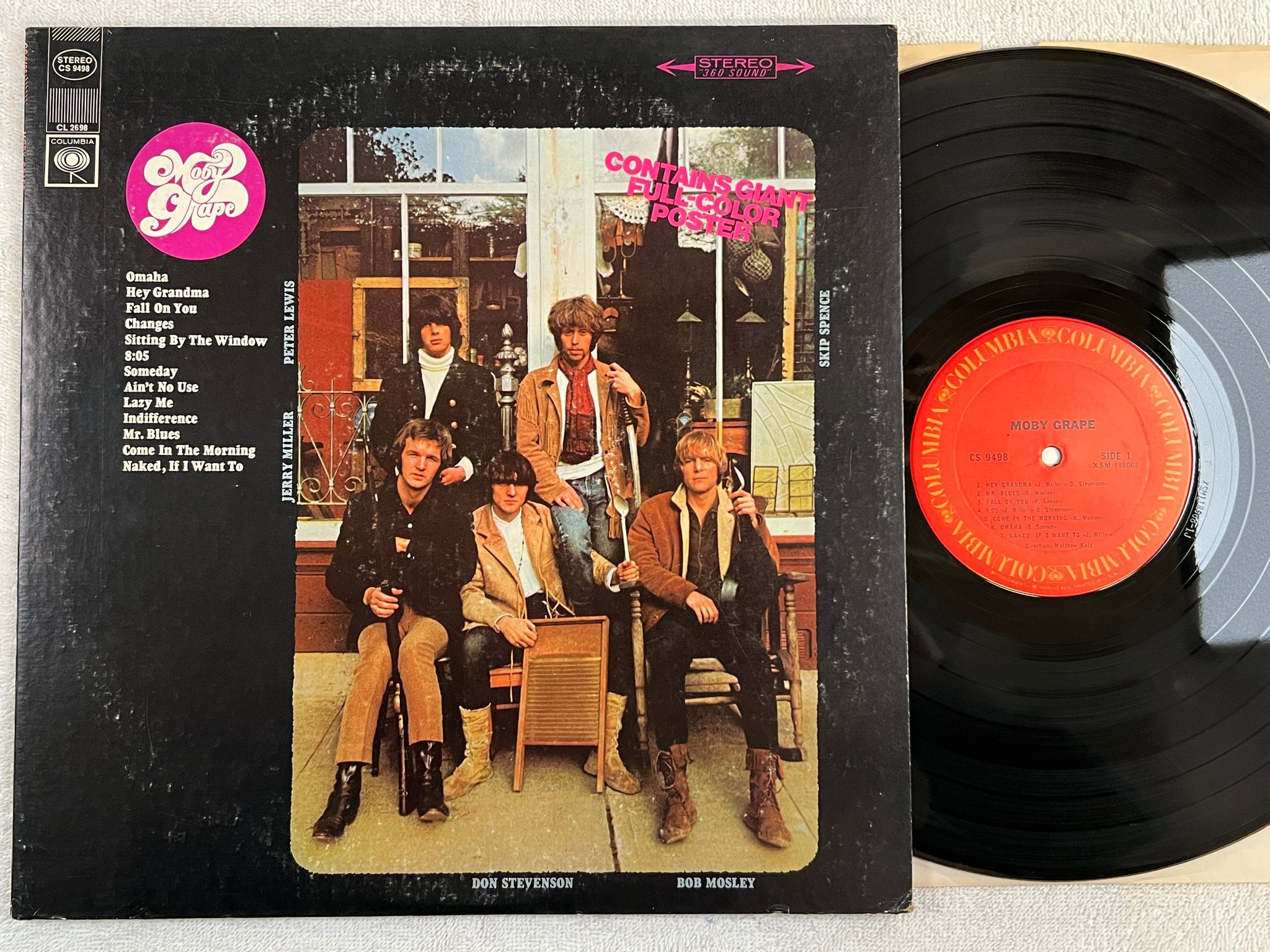 Omslagsbild för skivan MOBY GRAPE s/t LP -67 US COLUMBIA CS 9498 uncensored cover + poster 