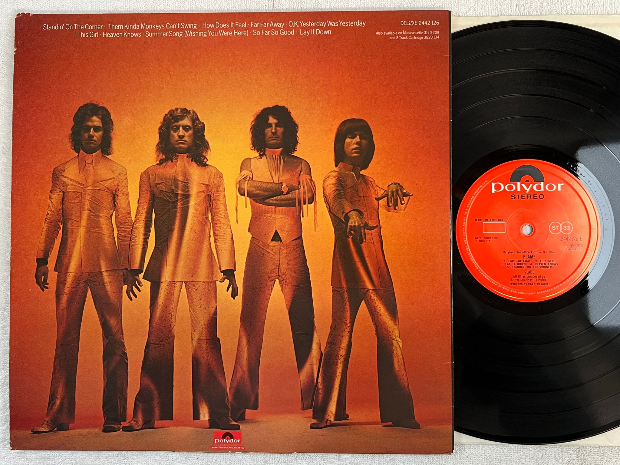 Omslagsbild för skivan SLADE flame LP -74 UK POLYDOR 2442126