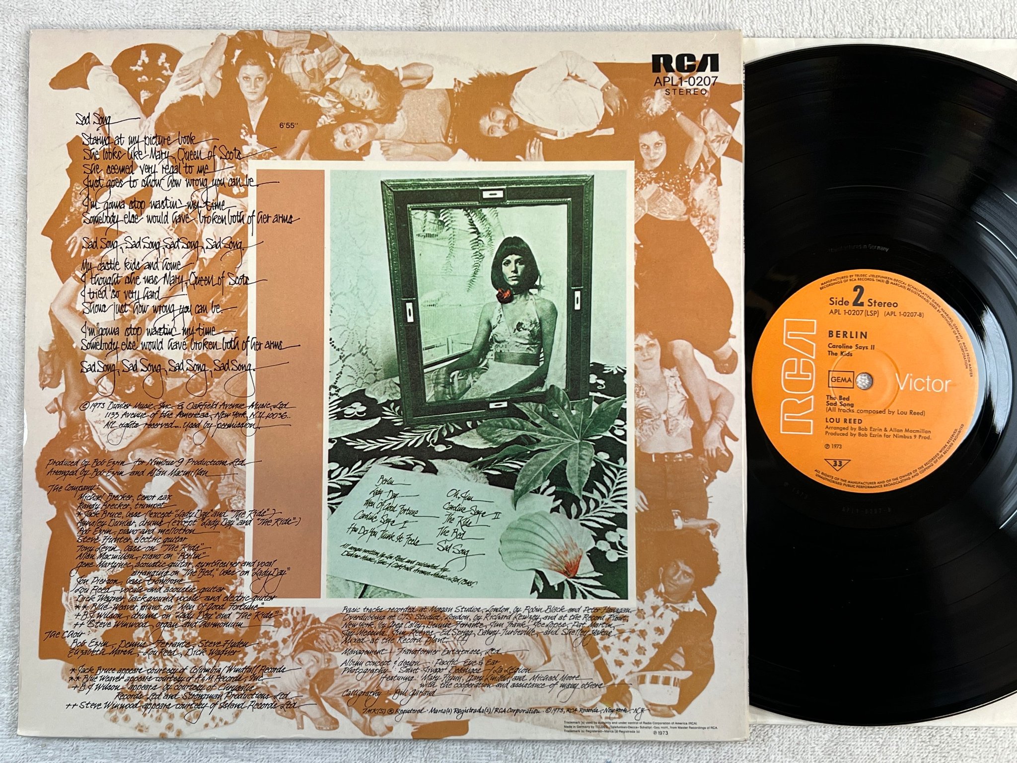 Omslagsbild för skivan LOU REED Berlin LP -73 Ger RCA APL 1-0207