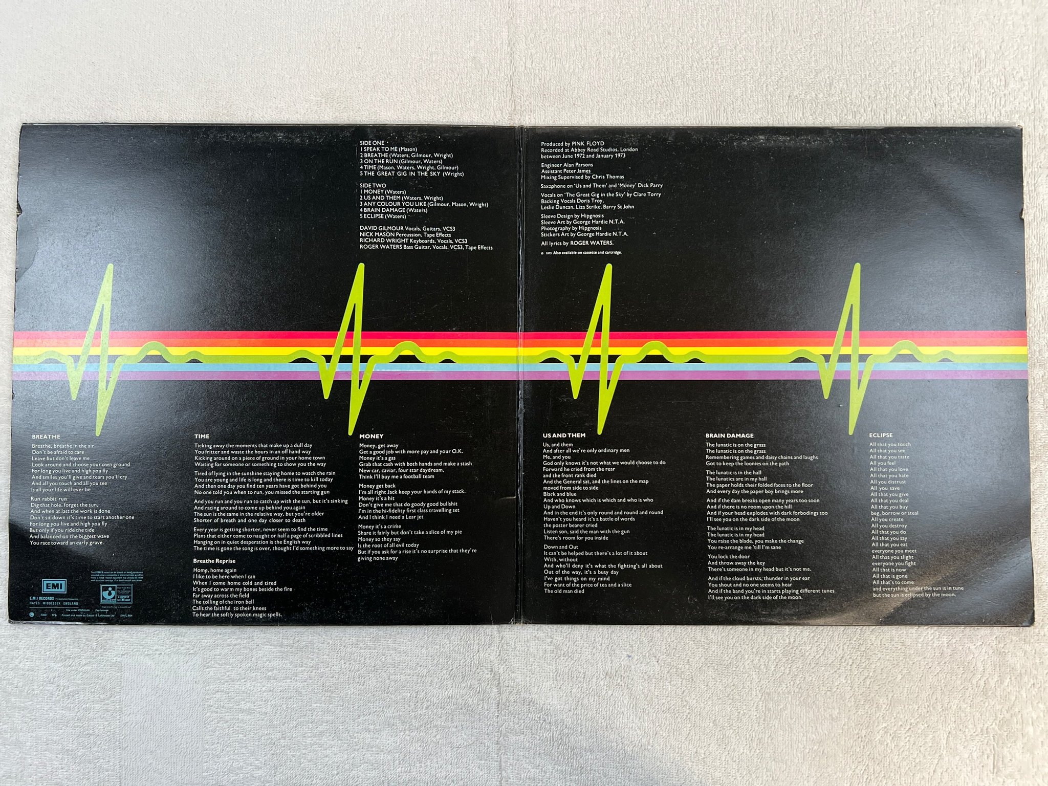 Omslagsbild för skivan PINK FLOYD dark side of the moon LP UK EMI/HARVEST SHVL 804