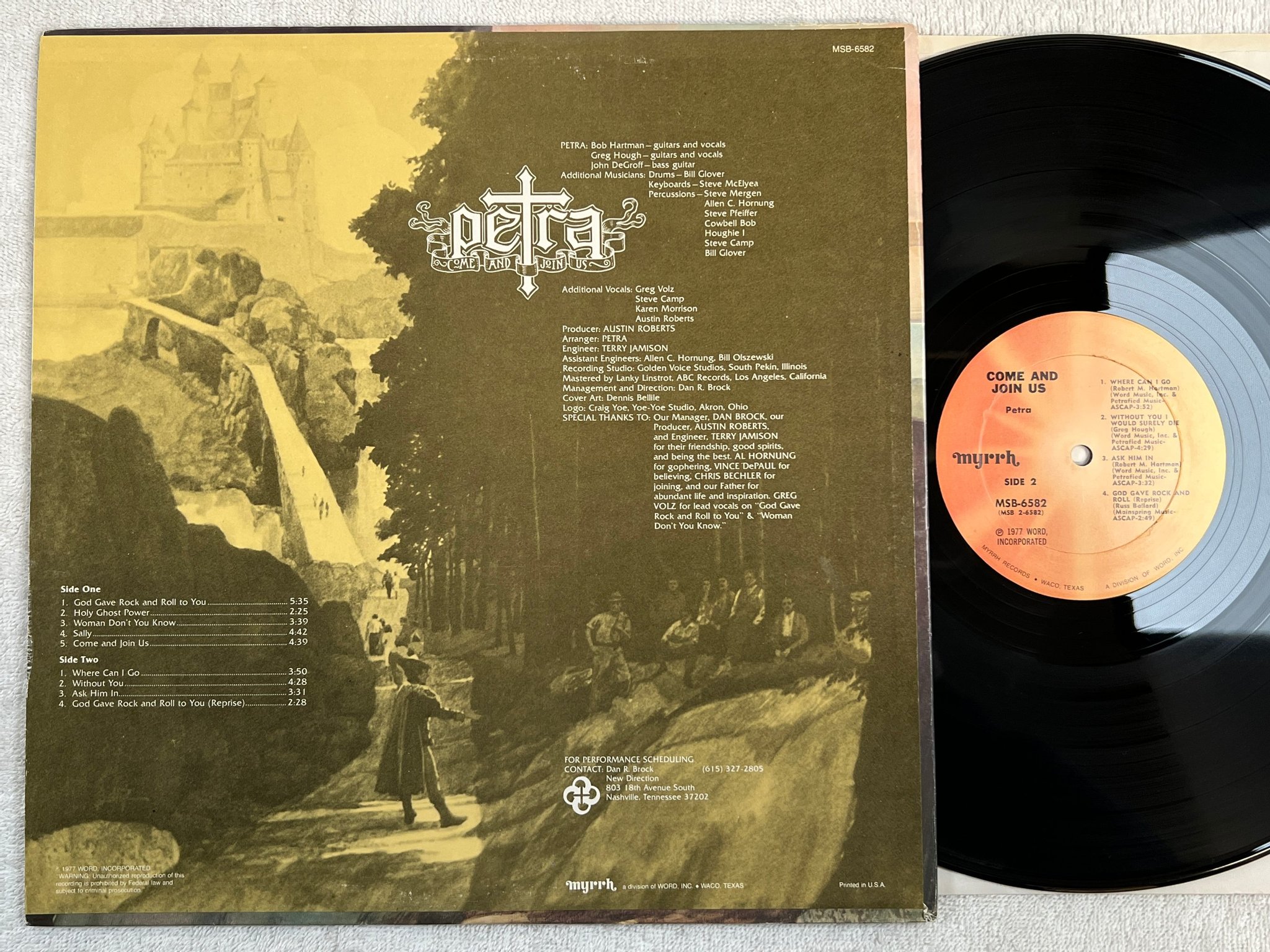 Omslagsbild för skivan PETRA come and join us LP -77 US MYRRH MSB 6582 southern rock