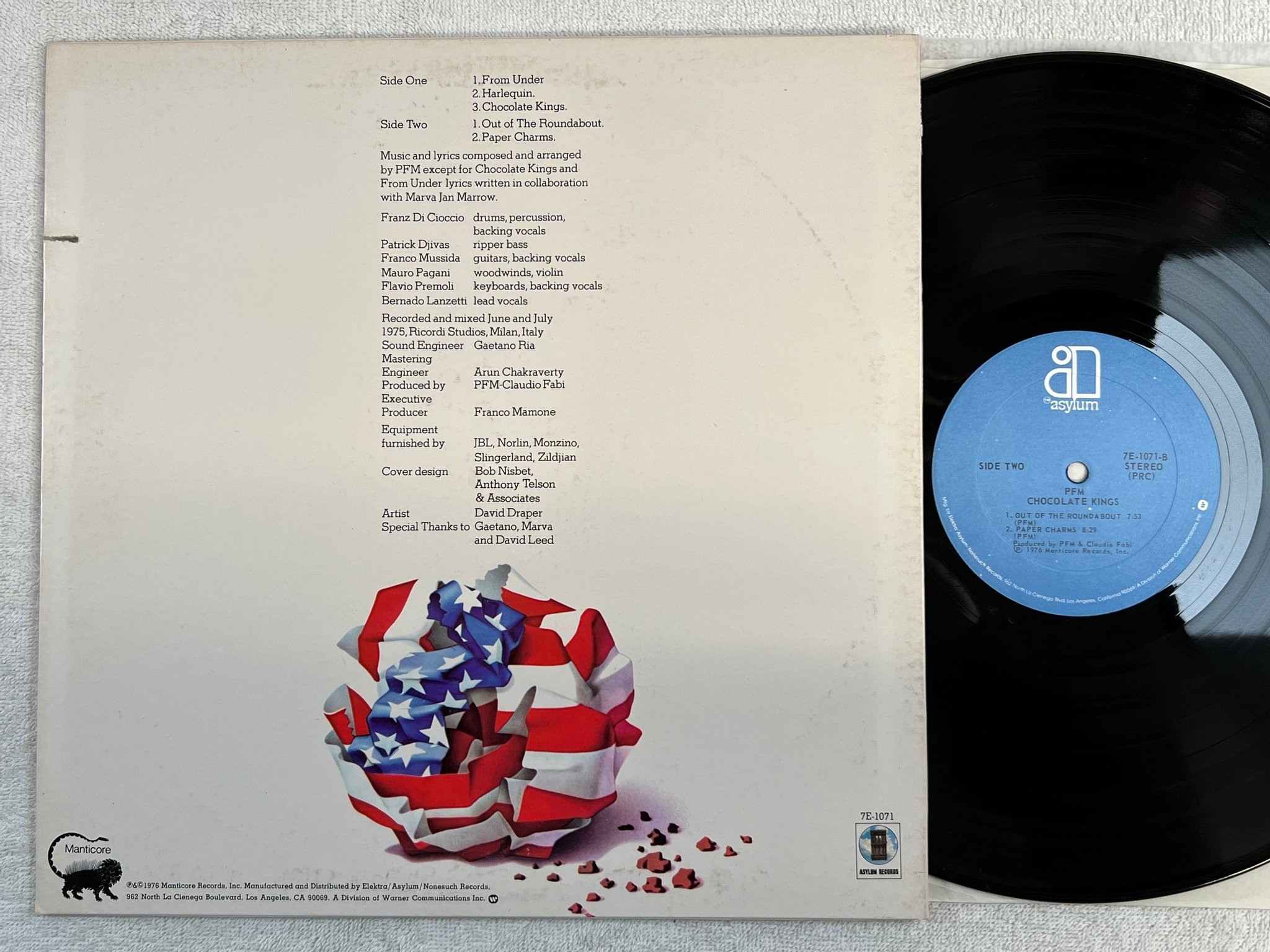 Omslagsbild för skivan PFM chocolate kings LP -76 US ASYLUM 7E-1071