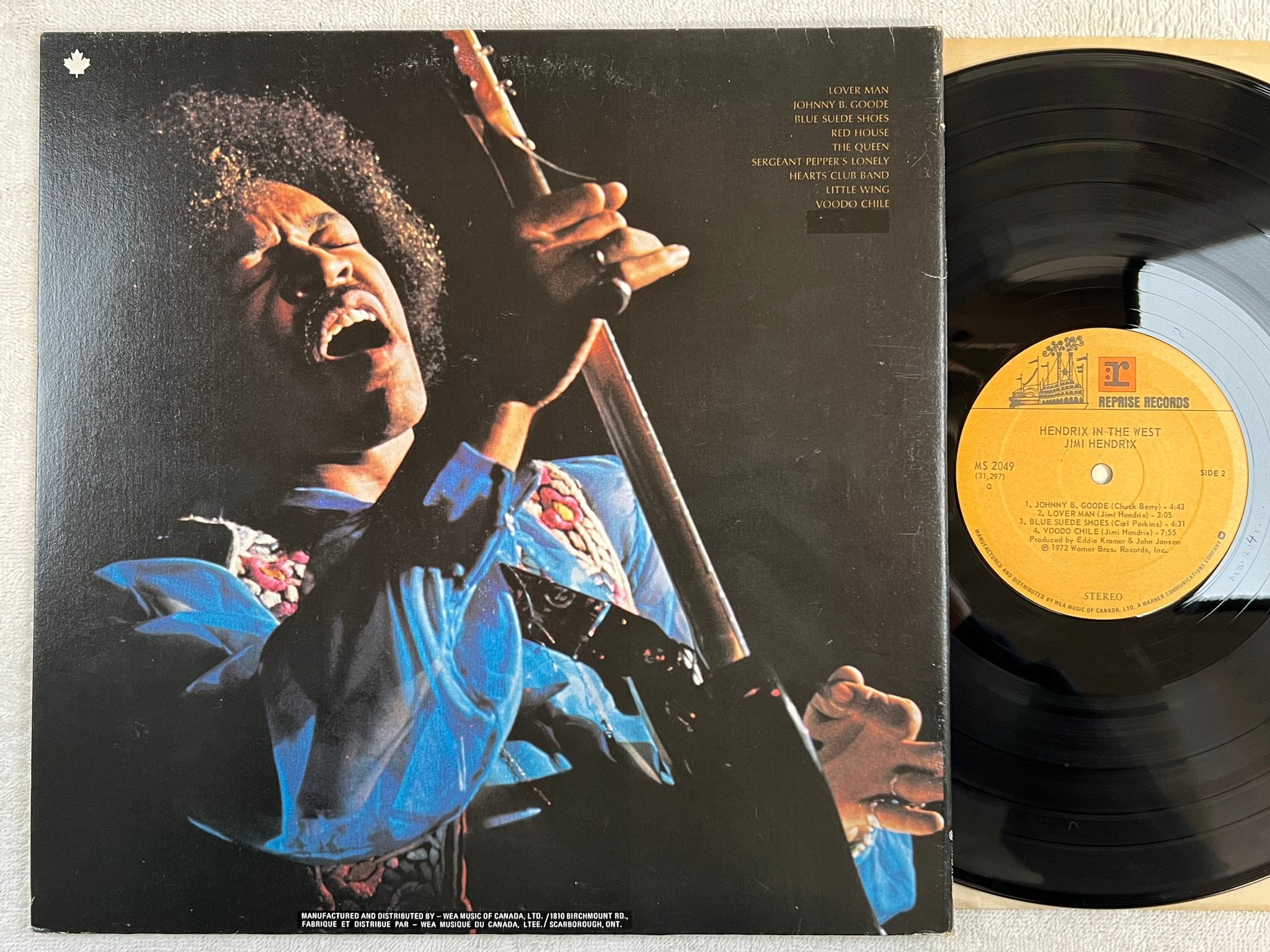 Omslagsbild för skivan JIMI HENDRIX in the west LP -72 Can REPRISE MS 2049