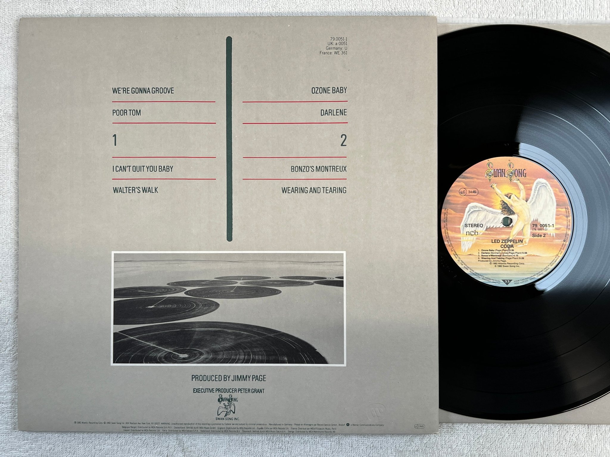 Omslagsbild för skivan LED ZEPPELIN coda LP -82 ncb SWAN SONG 79.0051-1