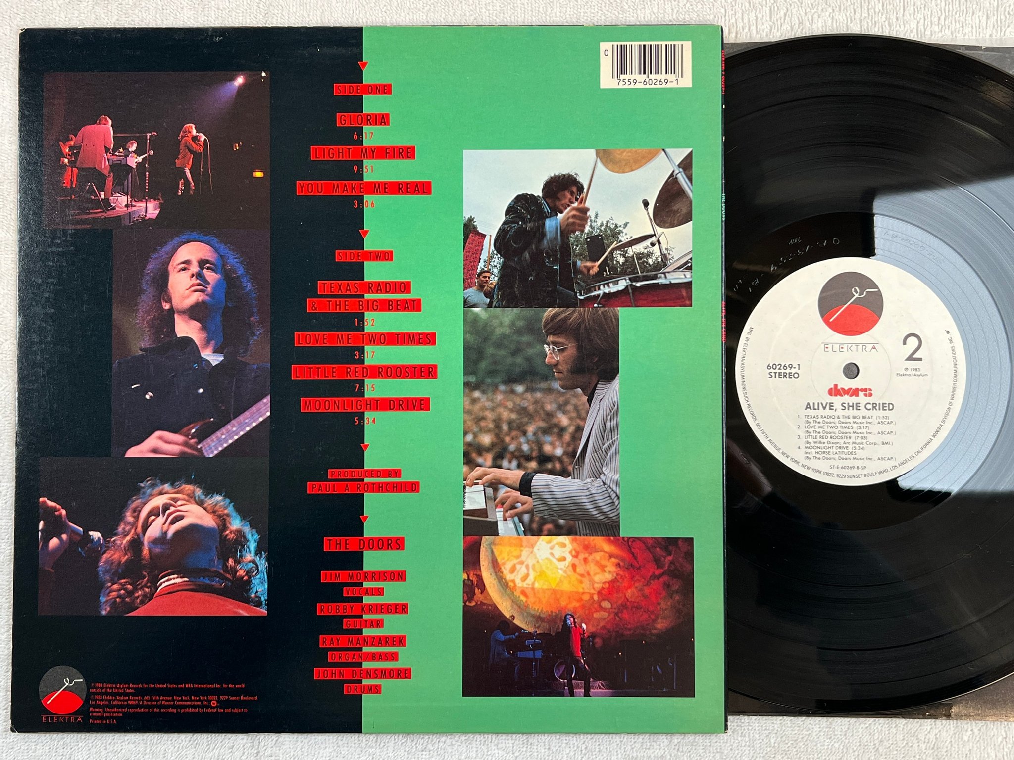 Omslagsbild för skivan THE DOORS alive, she cried LP -83 US ELEKTRA 60269-1