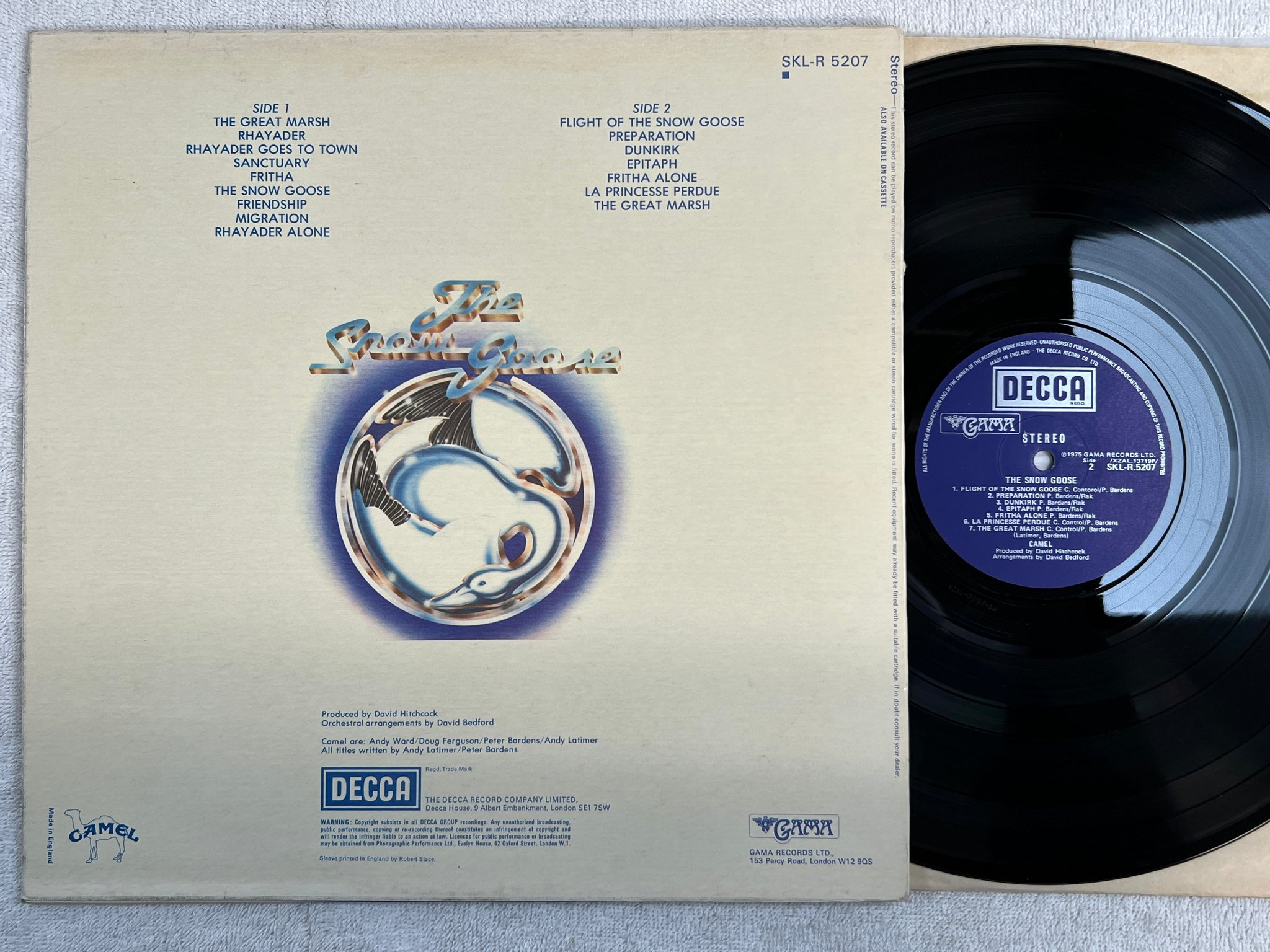 Omslagsbild för skivan CAMEL the snow goose LP -75 UK DECCA SKL-R 5207