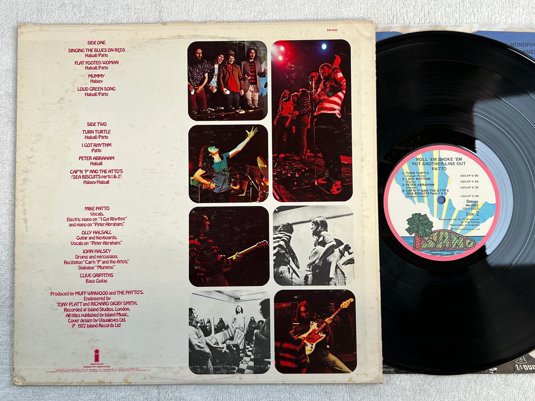 Omslagsbild för skivan PATTO roll 'em smoke 'em LP -72 US ISLAND SW 9322 prog rock