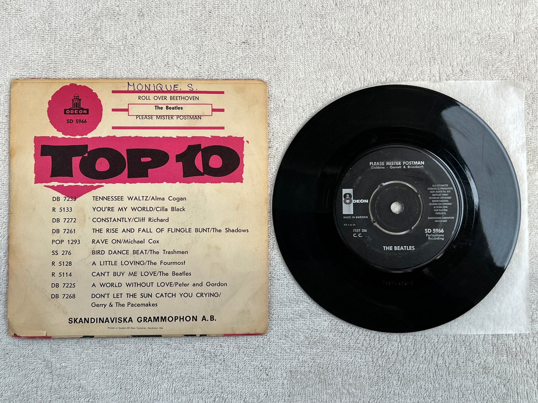 Omslagsbild för skivan THE BEATLES roll over Beethoven 7"single Swe ODEON SD 5966