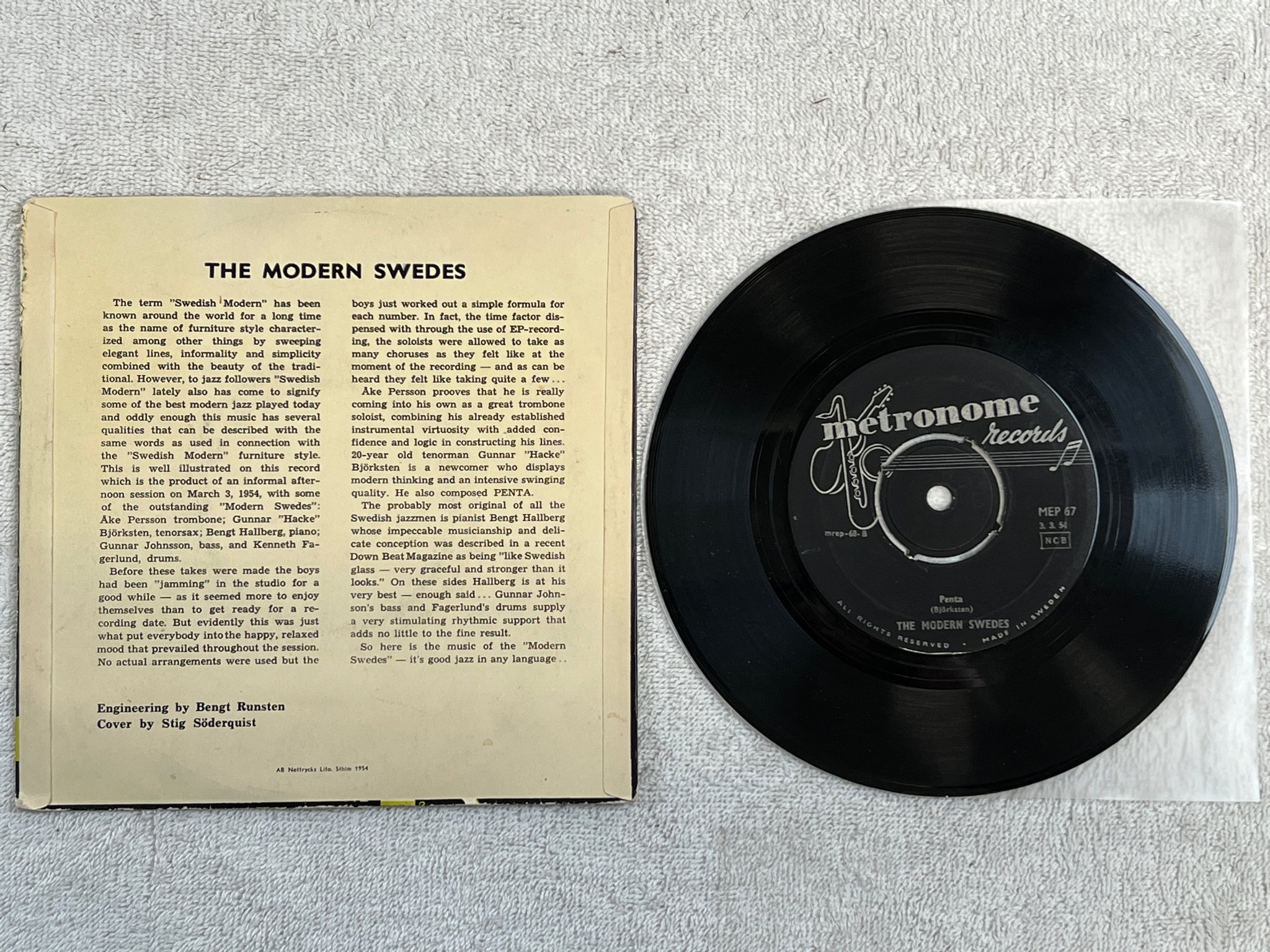 Omslagsbild för skivan THE MODERN SWEDES penta 7"single -54 Swe METRONOME MEP 67