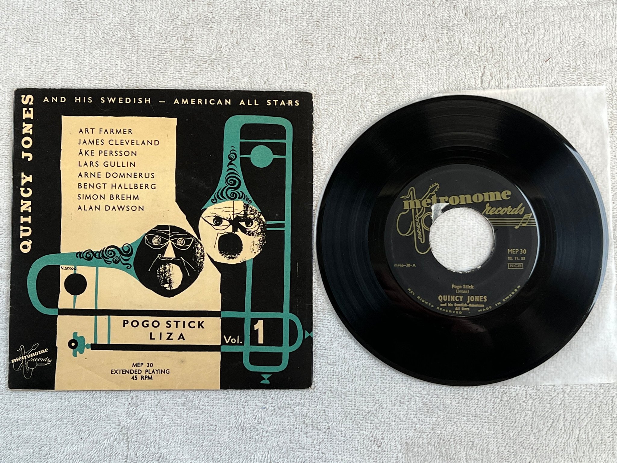 Omslagsbild för skivan QUINCY JONES pogo stick 7"single -53 Swe METRONOME MEP 30