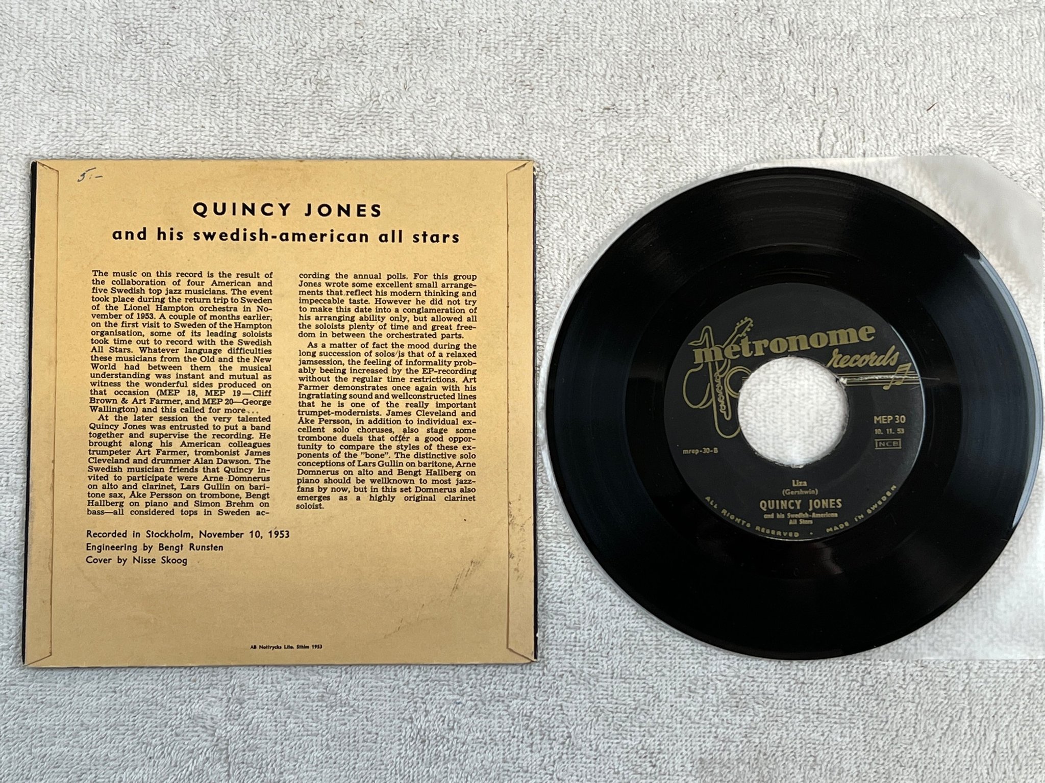 Omslagsbild för skivan QUINCY JONES pogo stick 7"single -53 Swe METRONOME MEP 30