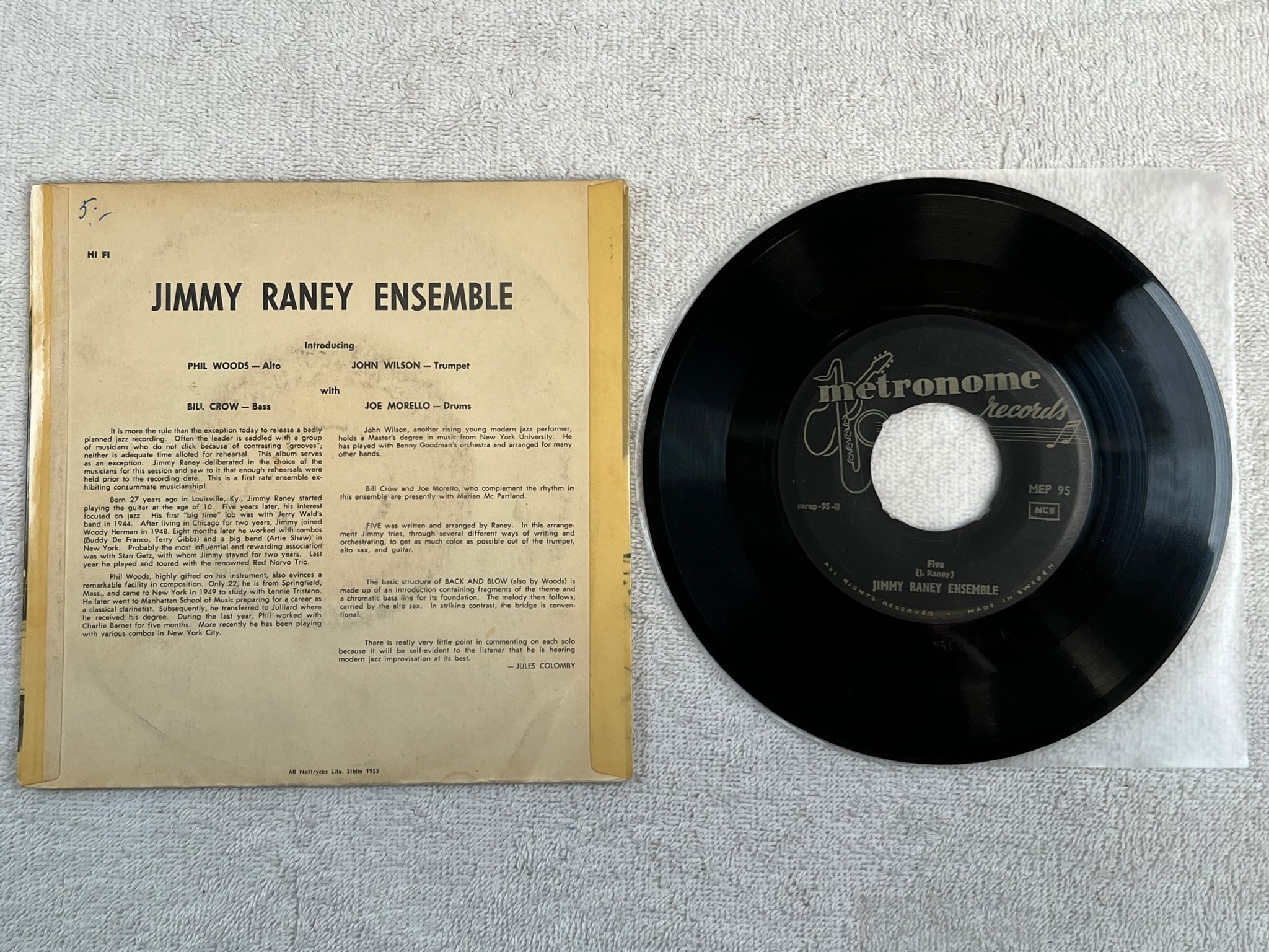 Omslagsbild för skivan JIMMY RAINEY ENSEMBLE back and blow 7"single -55 ncb METRONOME MEP 95