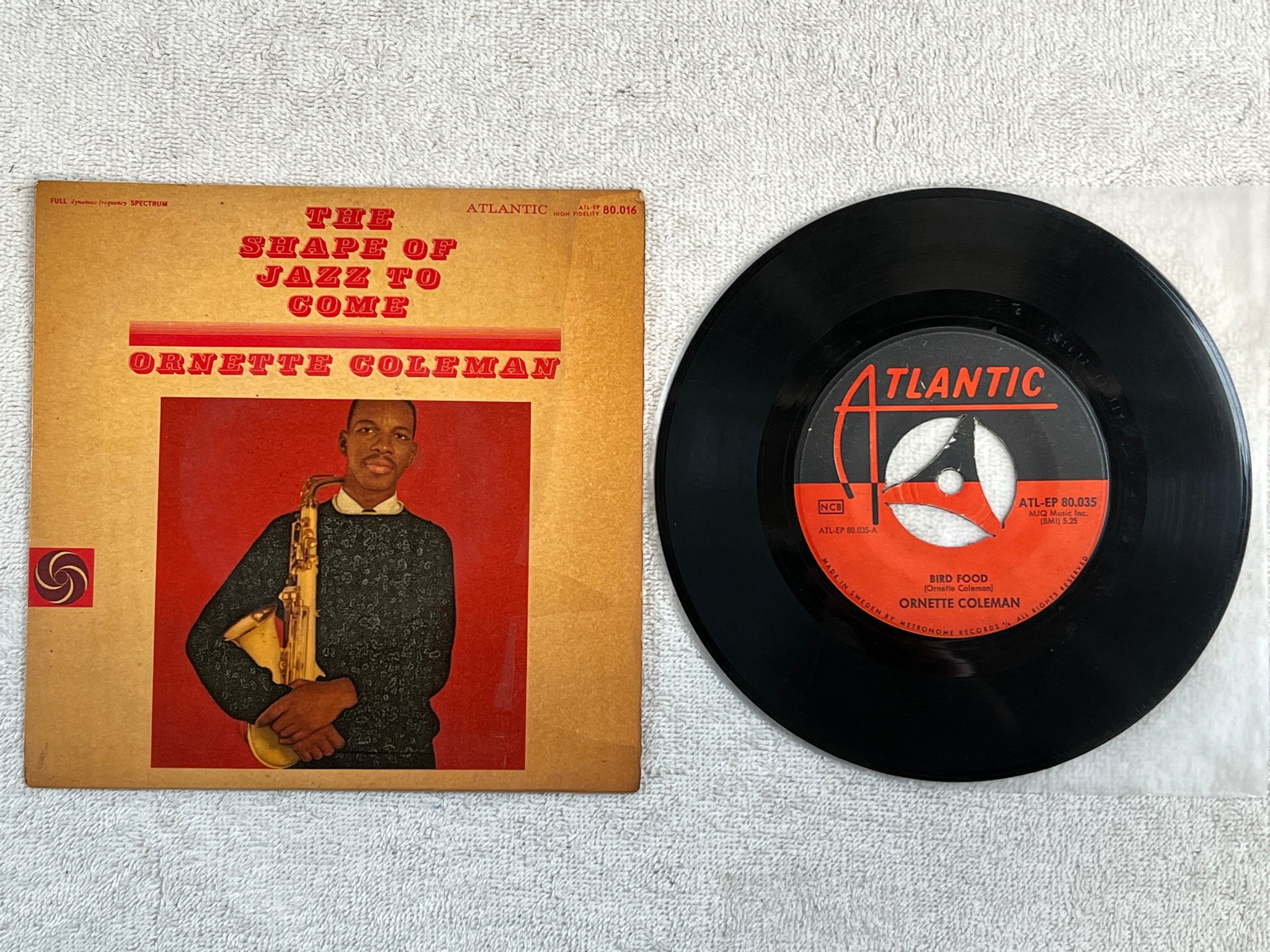 Omslagsbild för skivan ORNETTE COLEMAN bird food 7"single Swe ATLANTIC ATL-EP 80035