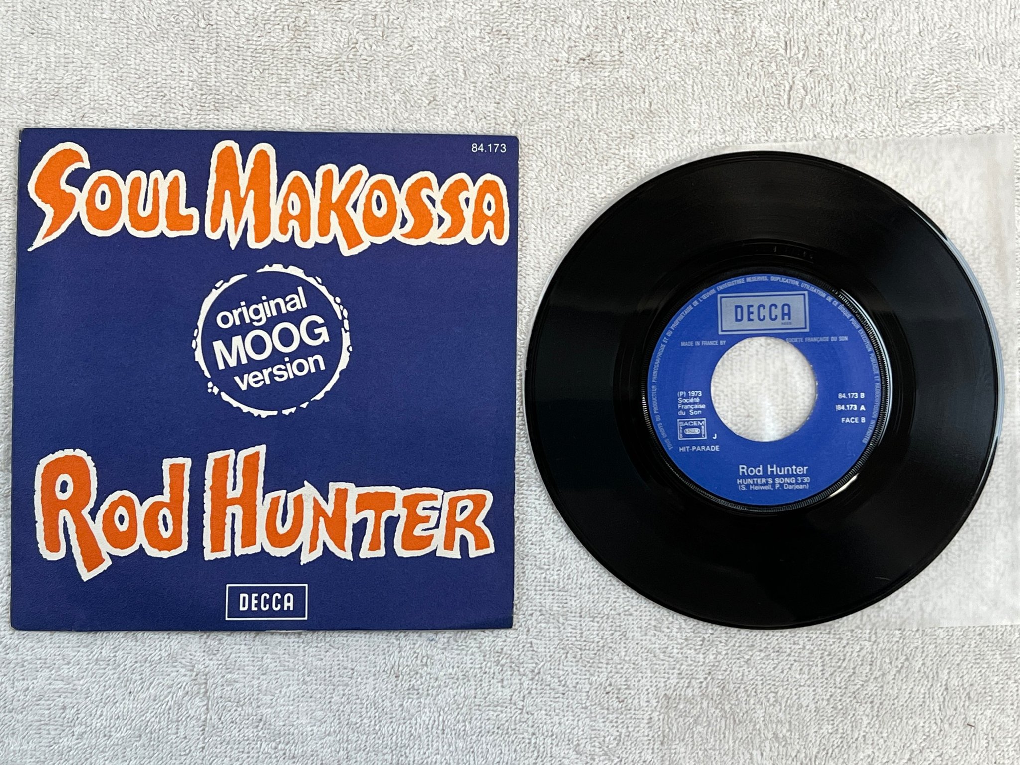 Omslagsbild för skivan ROD HUNTER soul makossa 7"single -73 Fra DECCA 84.173 ** yeah **