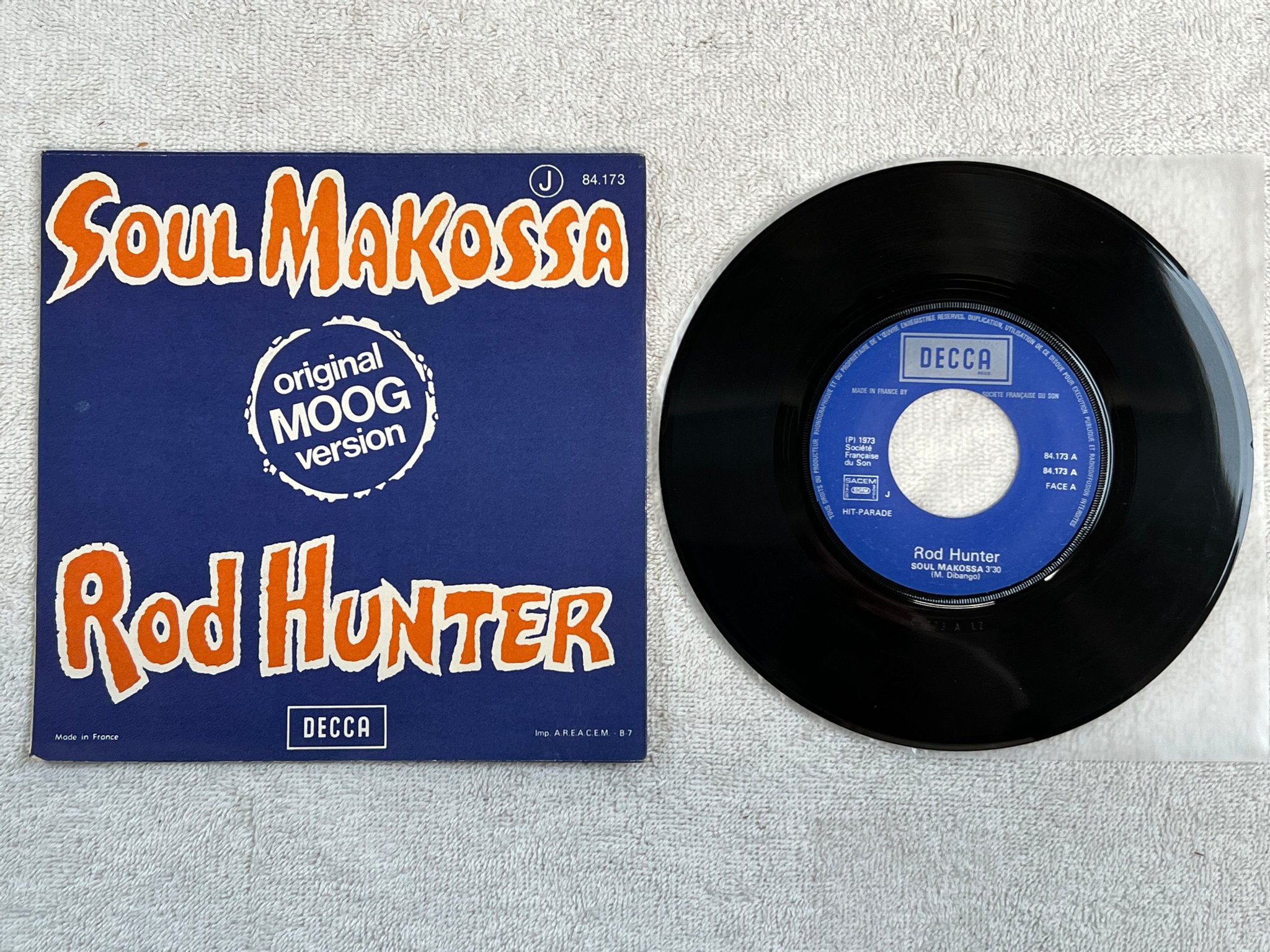 Omslagsbild för skivan ROD HUNTER soul makossa 7"single -73 Fra DECCA 84.173 ** yeah **