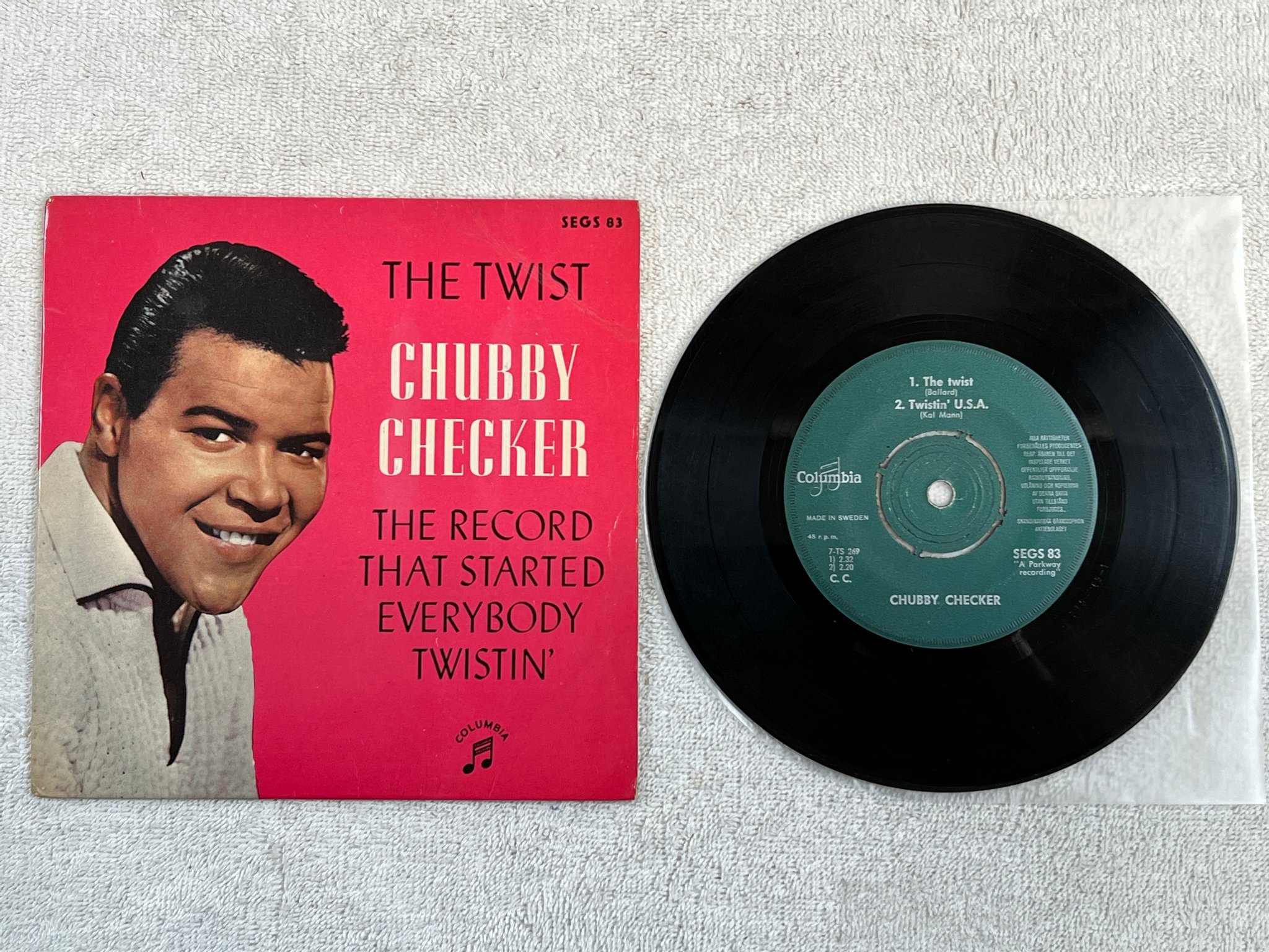 Omslagsbild för skivan CHUBBY CHECKER the twist 7"ep Swe COLUMBIA SEGS 83