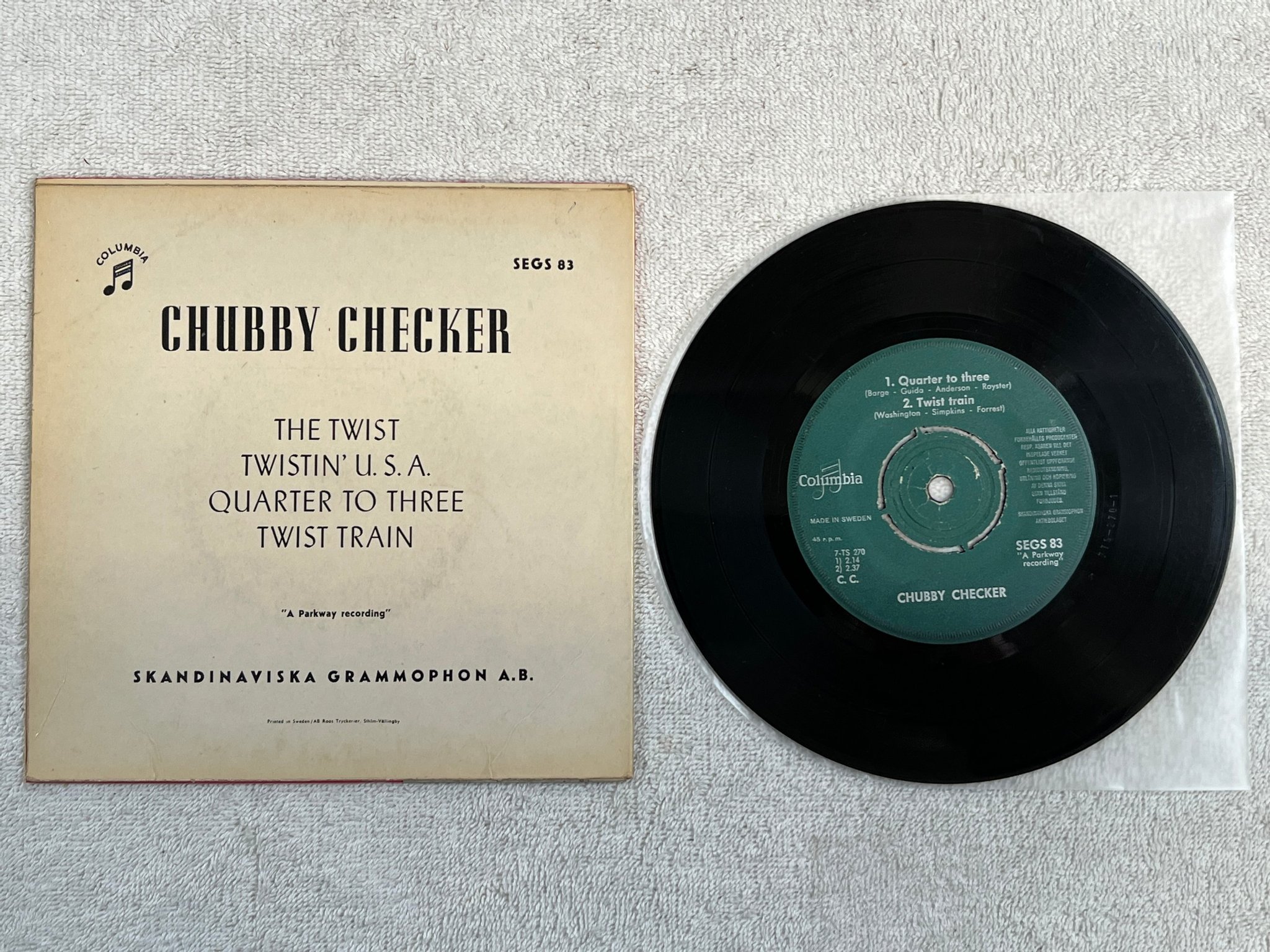 Omslagsbild för skivan CHUBBY CHECKER the twist 7"ep Swe COLUMBIA SEGS 83