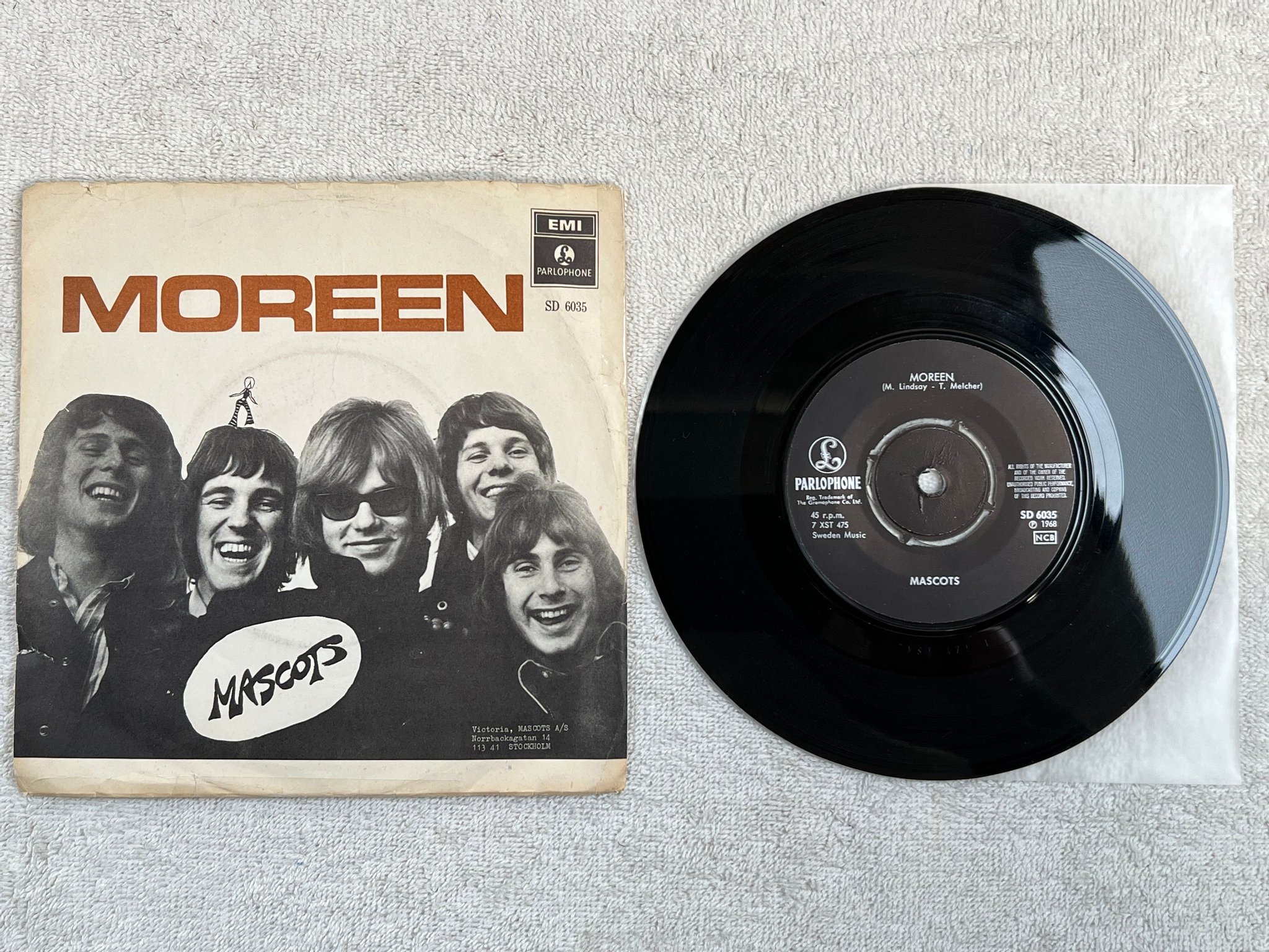 Omslagsbild för skivan THE MASCOTS moreen 7"single PARLOPHONE SD 6035 