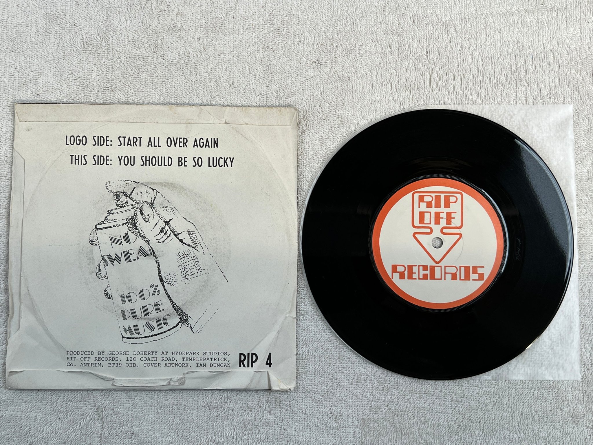Omslagsbild för skivan NO SWEAT start all over again 7"single -78 UK RIP OFF RIP-4 ** RARE **