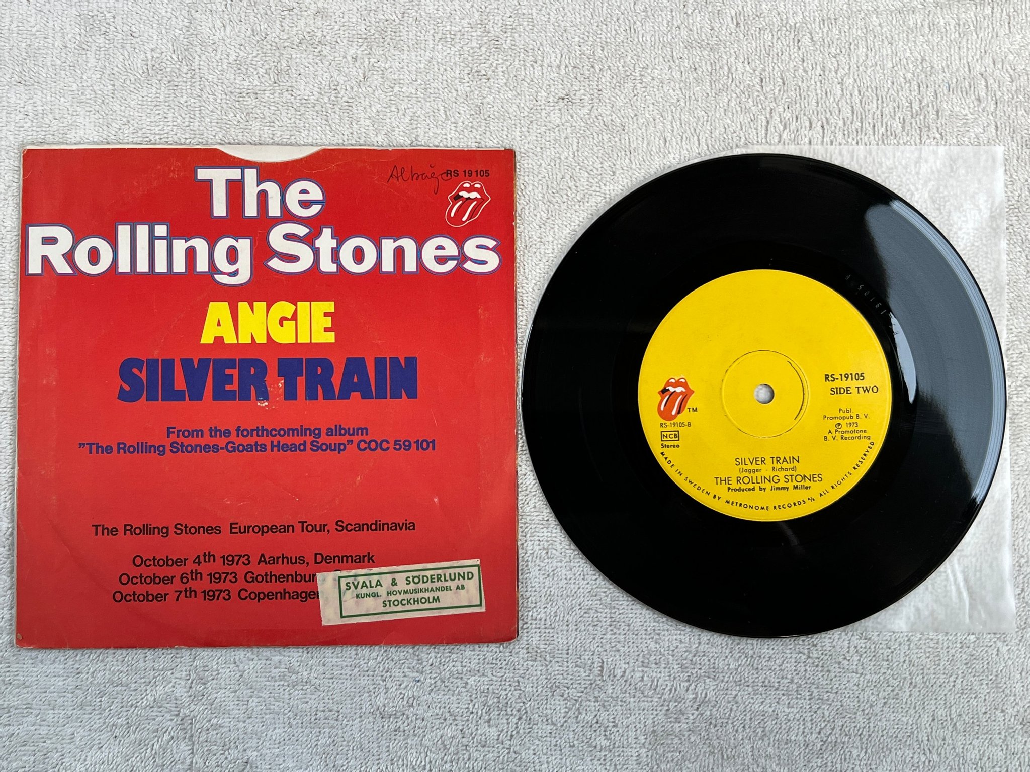 Omslagsbild för skivan ROLLING STONES angie 7"single -73 ncb RS-19105