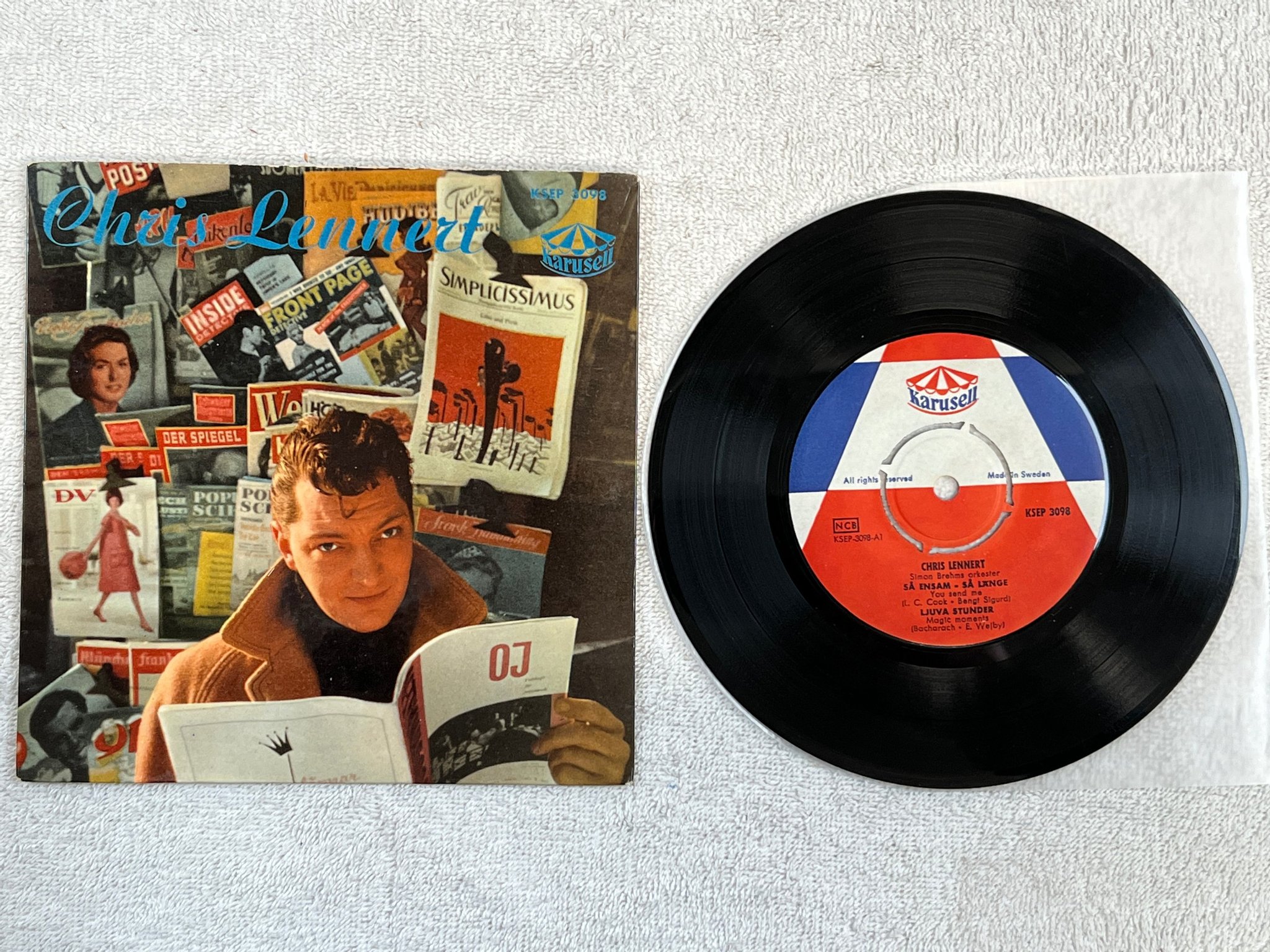 Omslagsbild för skivan CHRIS LENNERT 7"ep -58 Swe KARUSELL KSEP 3098