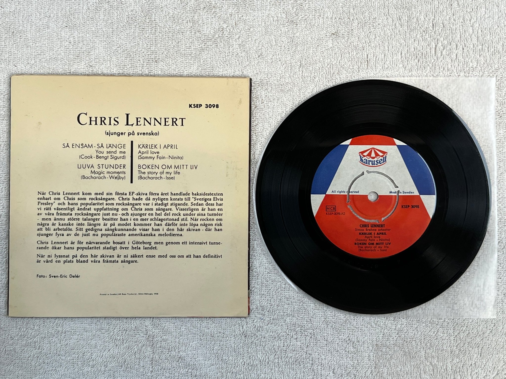 Omslagsbild för skivan CHRIS LENNERT 7"ep -58 Swe KARUSELL KSEP 3098