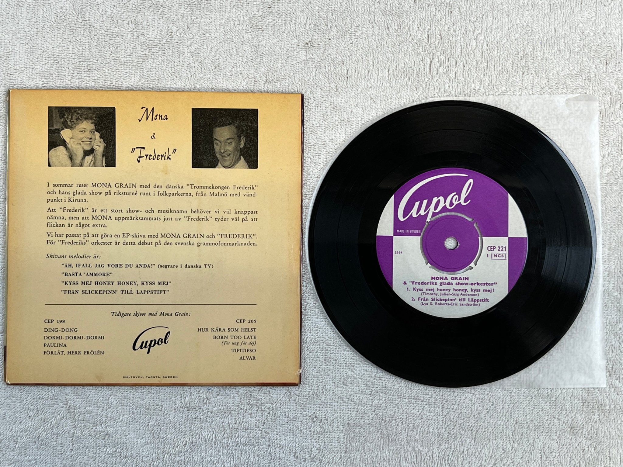 Omslagsbild för skivan MONA GRAIN Åh, ifall jag vore du ändå! 7"ep -59 Swe CUPOL CEP 221