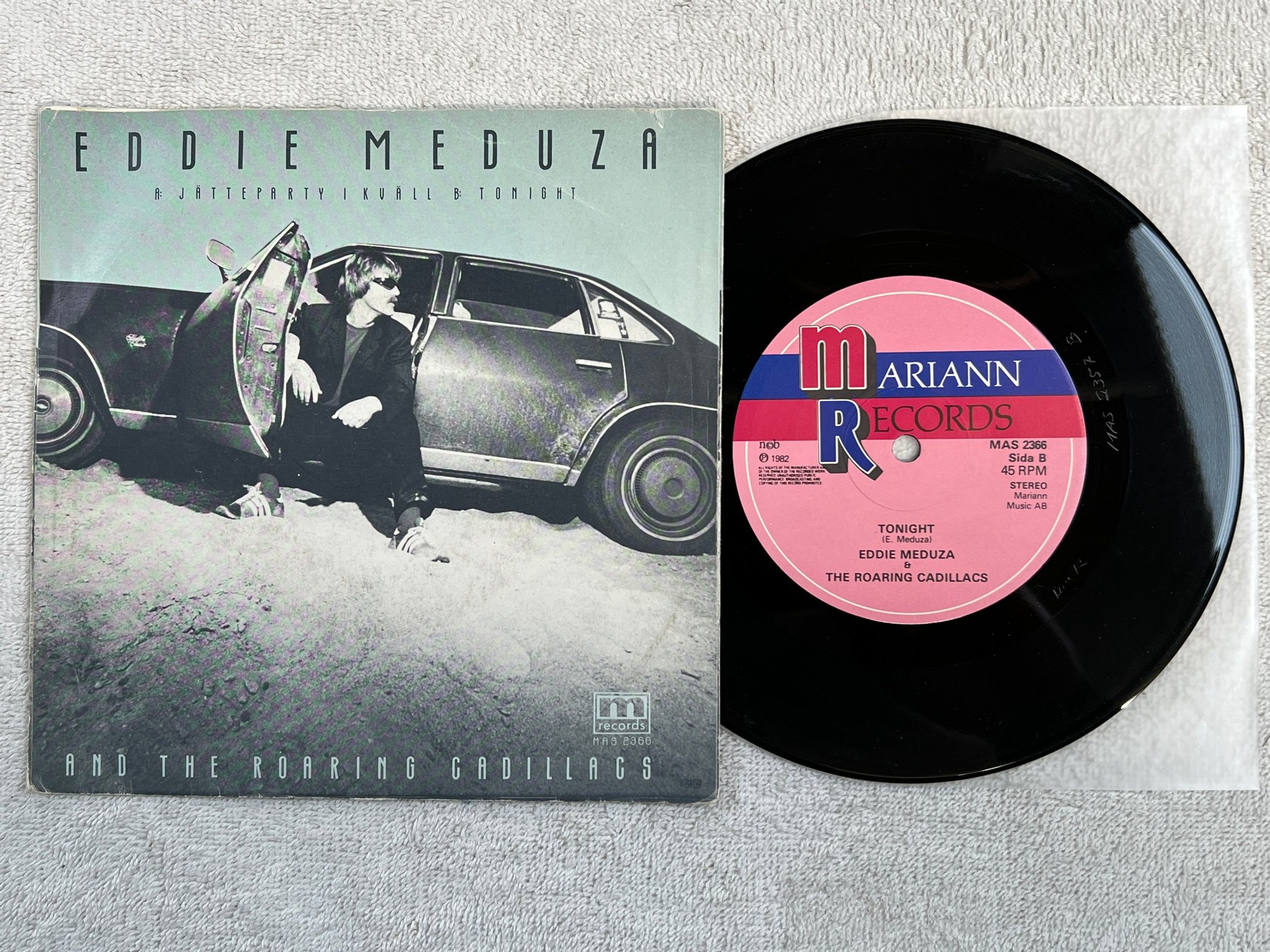 Omslagsbild för skivan EDDIE MEDUZA jätteparty i kväll 7"single -82 ncb MARIANN MAS 2366