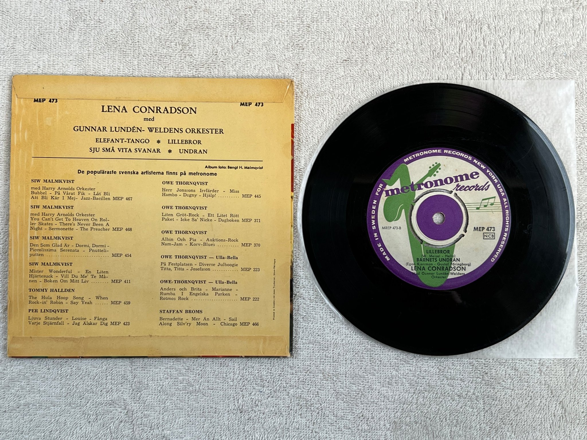 Omslagsbild för skivan LENA CONRADSSON elefant-tango 7"ep METRONOME MEP 473 
