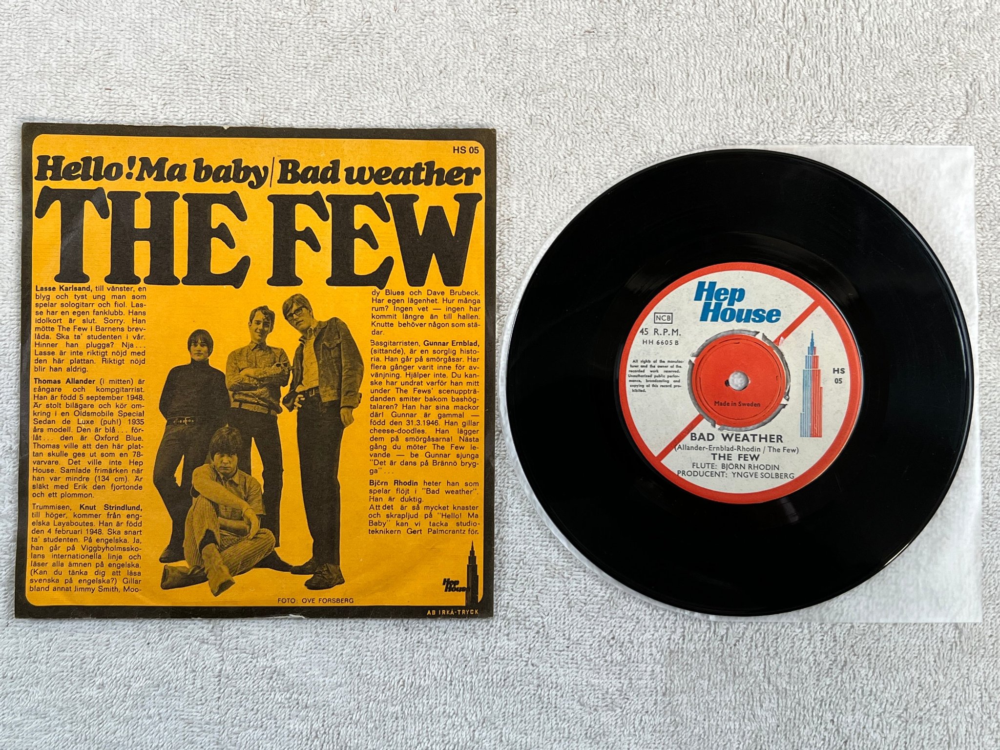Omslagsbild för skivan THE FEW hello! Ma baby 7"single -66 Swe HEP HOUSE HS 05