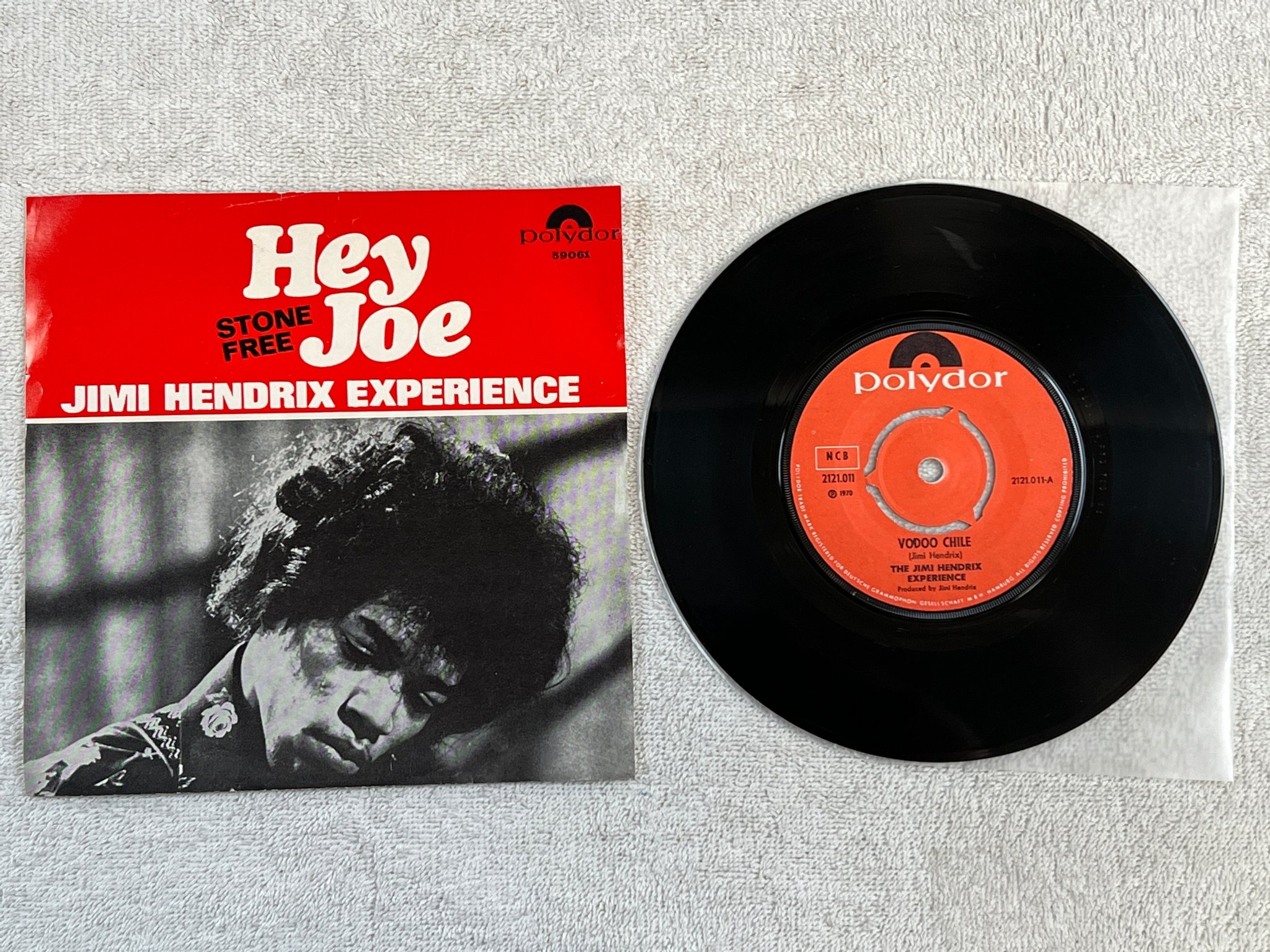 Omslagsbild för skivan JIMI HENDRIX EXPERIENCE hey Joe 7"single -70 NCB POLYDOR 2121011