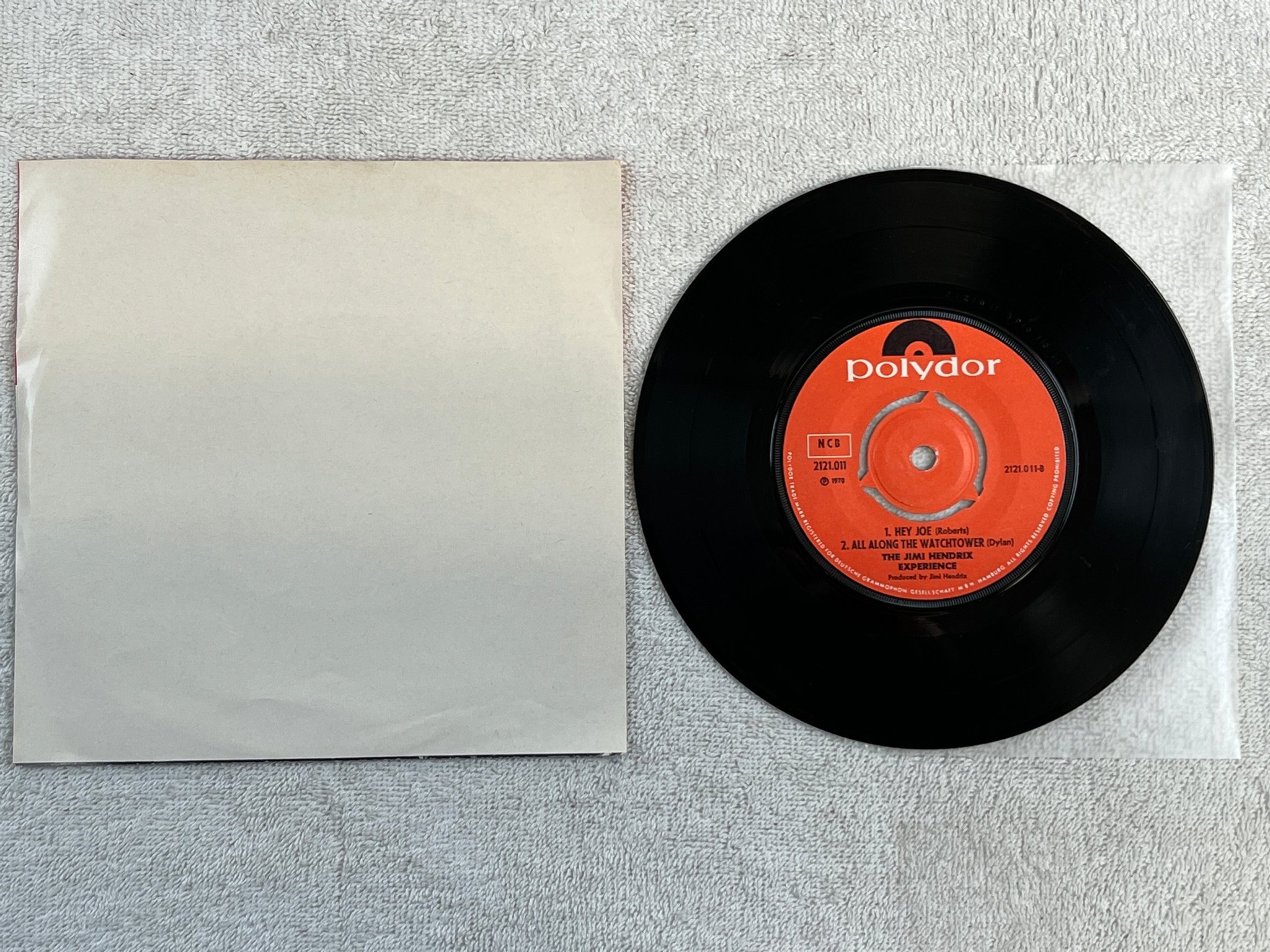 Omslagsbild för skivan JIMI HENDRIX EXPERIENCE hey Joe 7"single -70 NCB POLYDOR 2121011