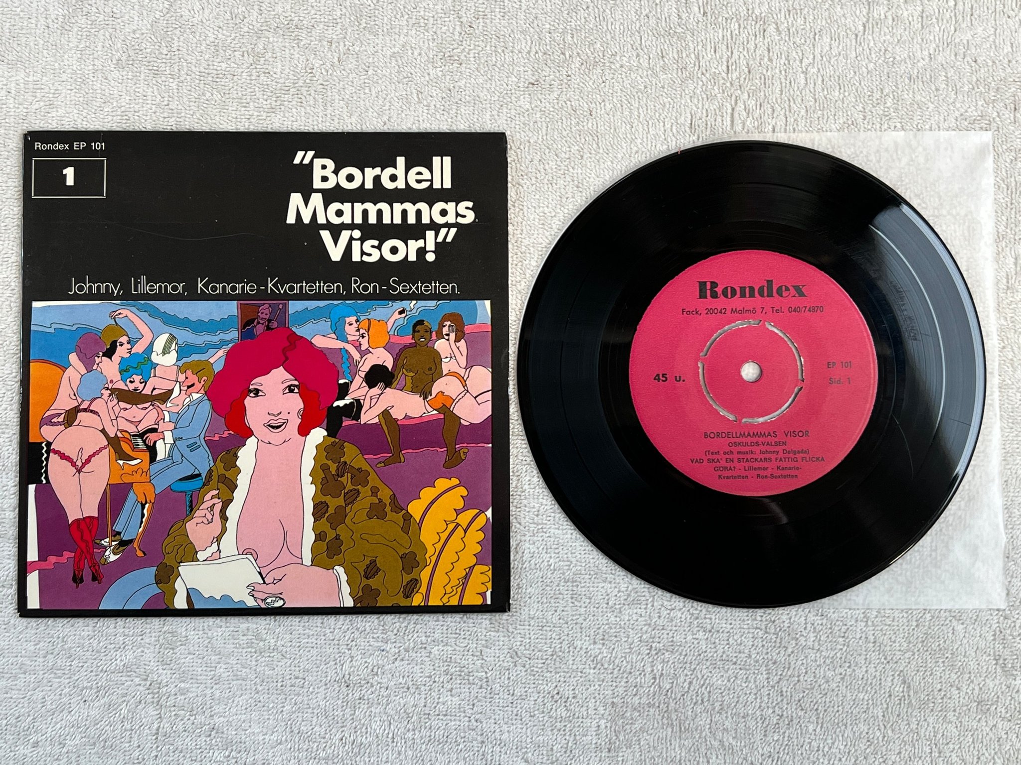 Omslagsbild för skivan BORDELLMAMMAS VISOR oskulds-valsen 7"ep Swe Rondex EP 101
