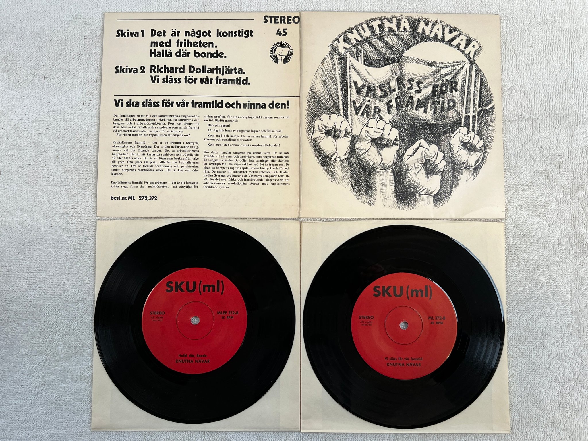 Omslagsbild för skivan KNUTNA NÄVAR Vi Slåss För Vår Framtid 2x7"ep -72 Swe ML 372  ** ovanlig **