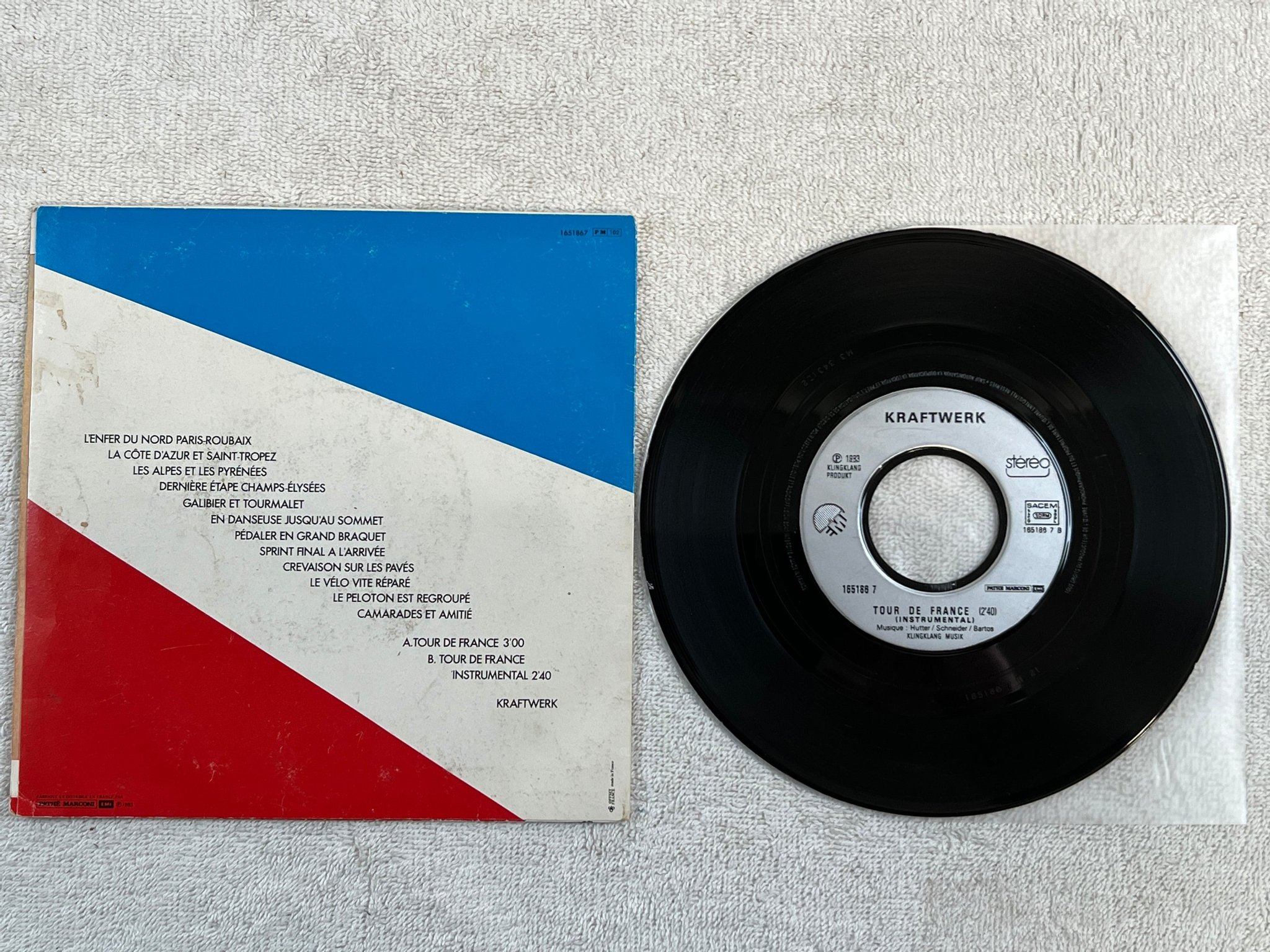 Omslagsbild för skivan KRAFTWERK tour de France 7"single -83 Fra EMI 1651867